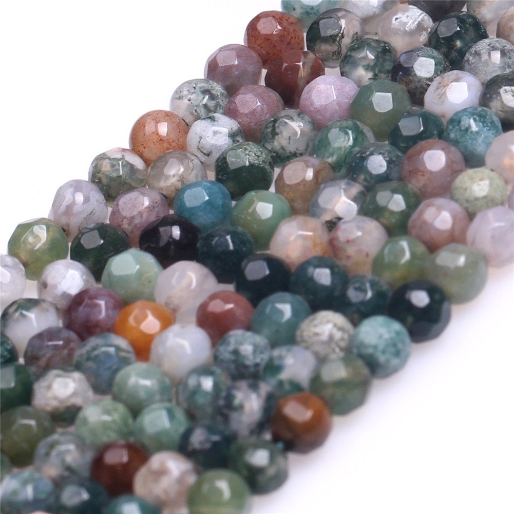 Indian Agate Beads for Jewelry Making Natural Gemstone Semi Precious 4mm Round Faceted 15" JOE FOREMAN