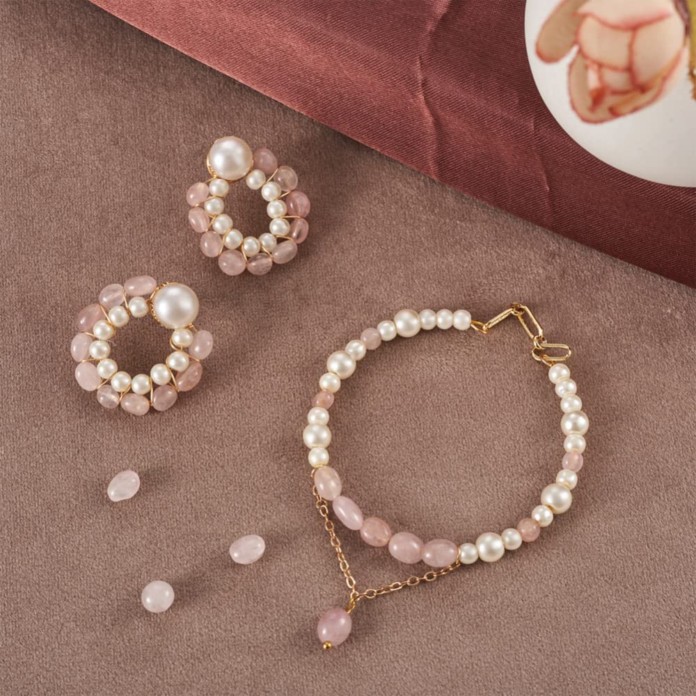 Fashewelry 43Pcs Irregular Natural Rose Quartz Beads Nugget Tumbled Chakra Gemstone Beads Crystal Healing Drilled Loose Beads 9-11x8-9mm for Earring Bracelet Necklace Jewelry Making
