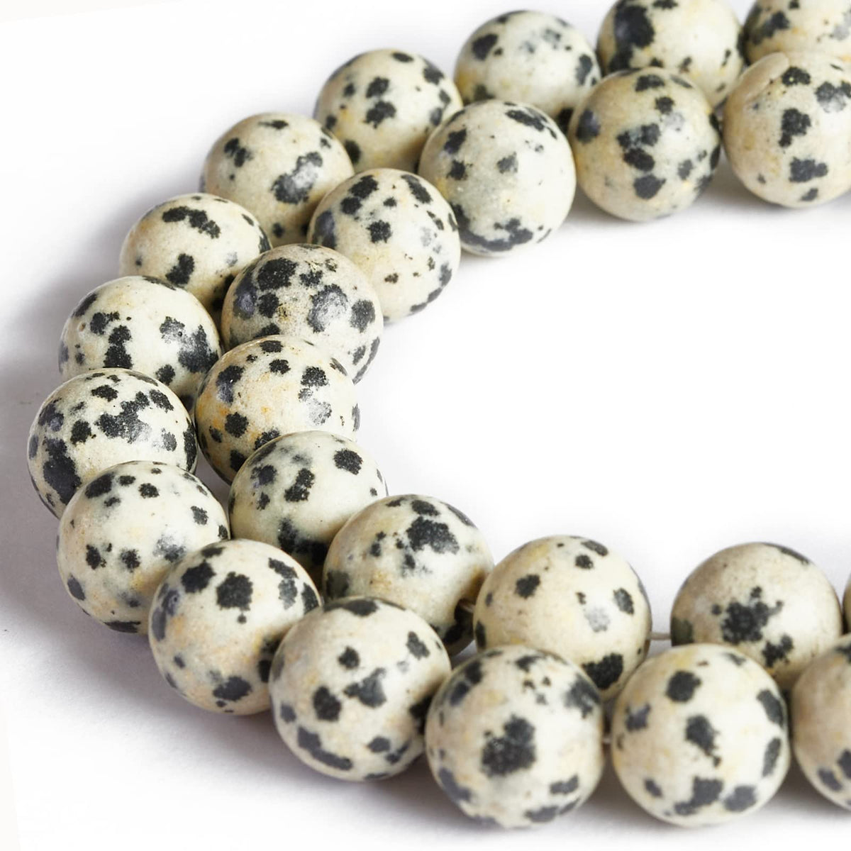 45pcs 8mm Natural Dalmatian Stone Beads Gemstone Beads Round Loose Beads for Jewelry Making