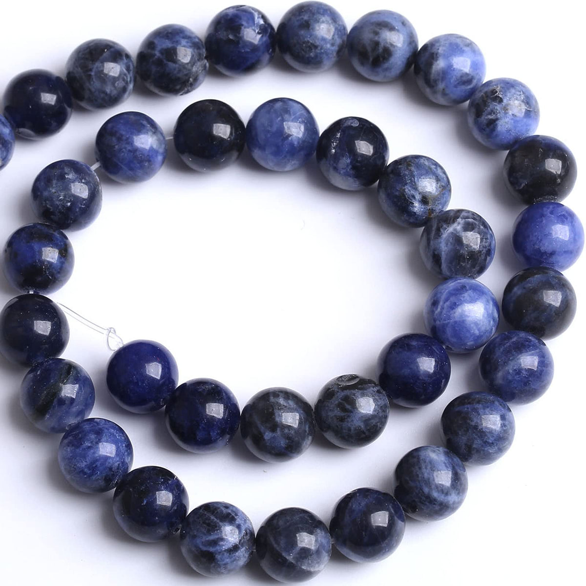 32PCS 12MM Natural Bule Sodalite Stone Beads Energy Healing Beads for DIY Jewelry Bracelet Necklace Making for Jewelry Making15Inch