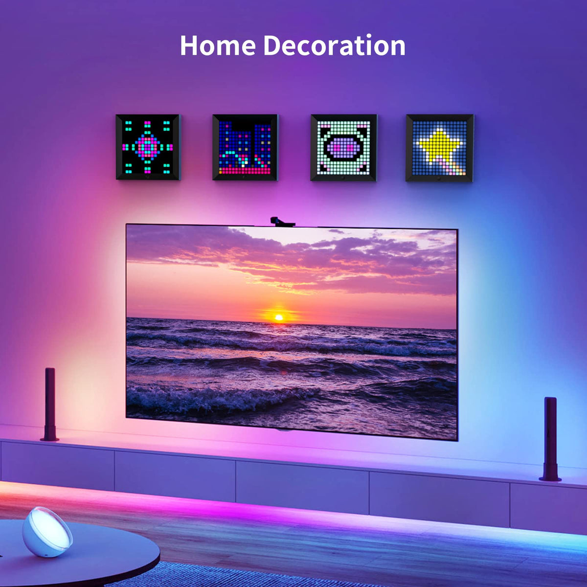 Divoom LED Light Pixel Display Panel Suit for RGB Light Bars, Smart App Control with Cool Animation Desk Setup for PC, TV, Gaming Room Decor