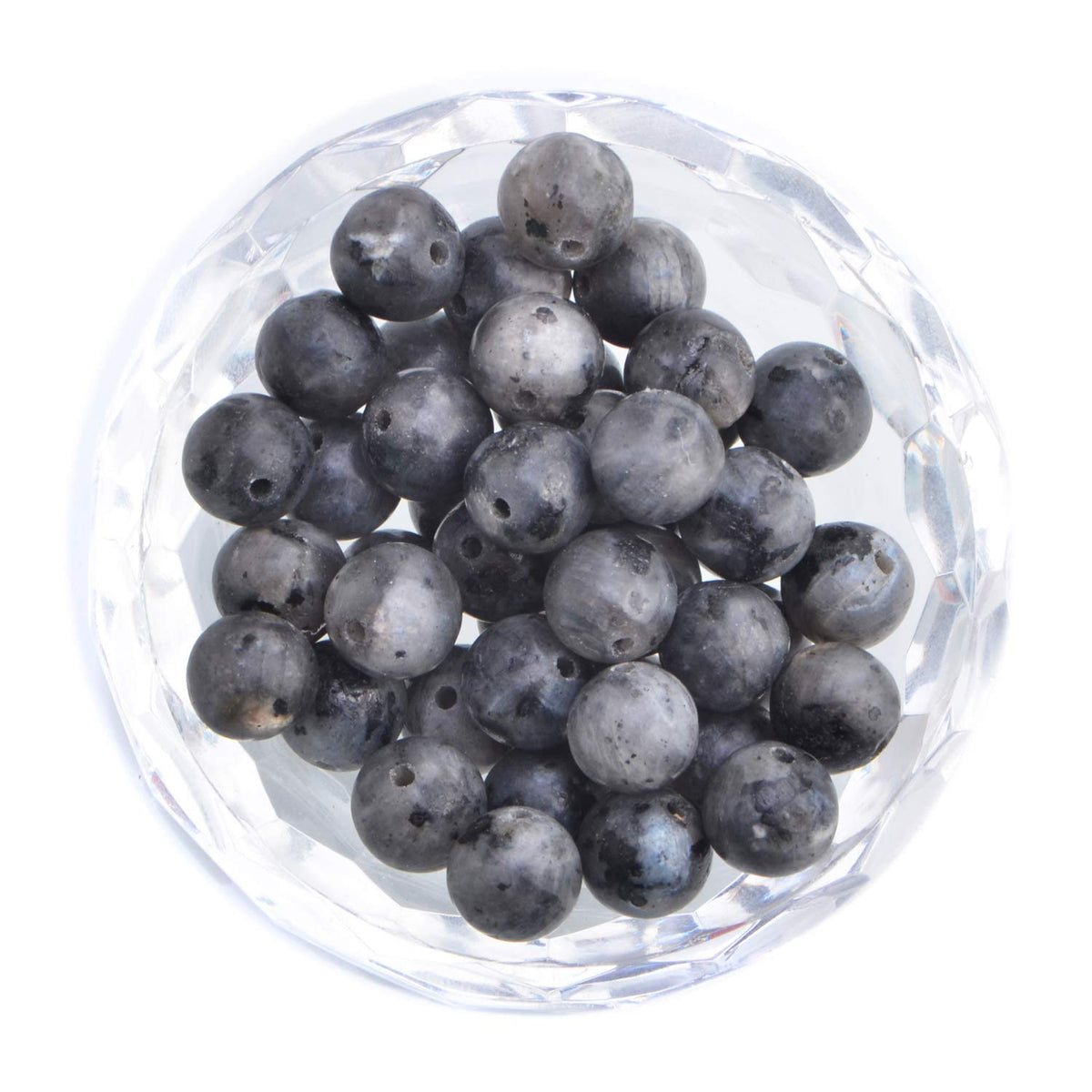 80Pcs Natural Crystal Beads Stone Gemstone Round Loose Energy Healing Beads with Free Crystal Stretch Cord for Jewelry Making (Larvikite Labradorite, 10mm)