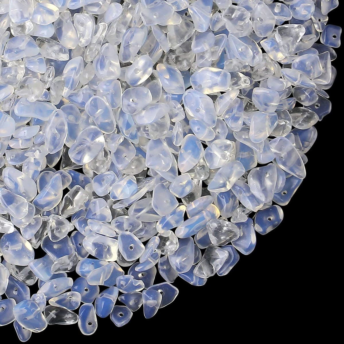 LAIDANLA White Opalite 400pcs Natural Chip Stone Beads 5-8mm Healing Crystal Irregular Gemstones Drilled DIY Loose Rocks Bead Crystal for Bracelet Earrings Necklace Jewelry Making Crafting