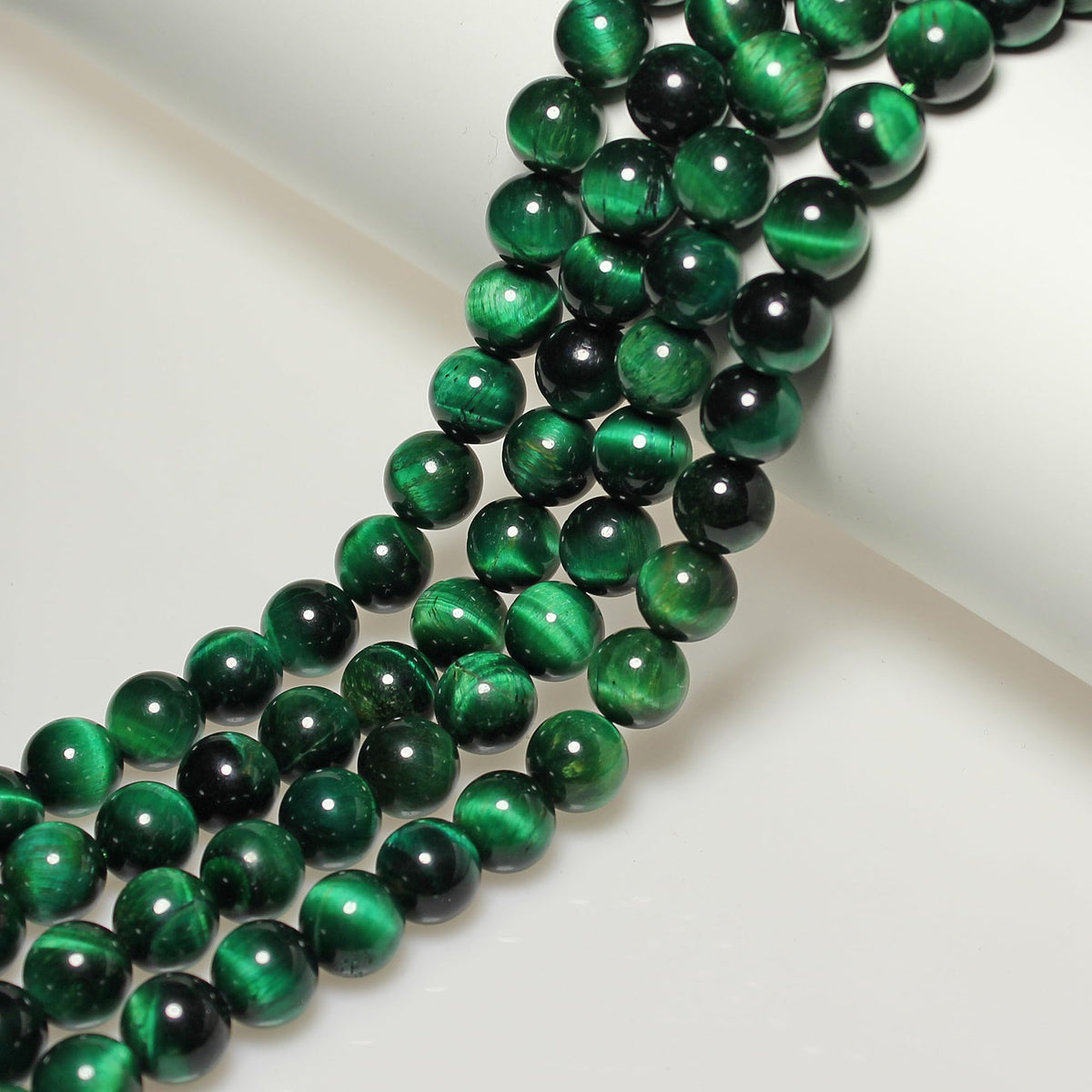 MJDCB Stone Beads 8mm 43pcs Round Green Tiger's Eye Loose Gemstone Bead Charms for Jewelry Making Bracelet Necklace Earring Pendant