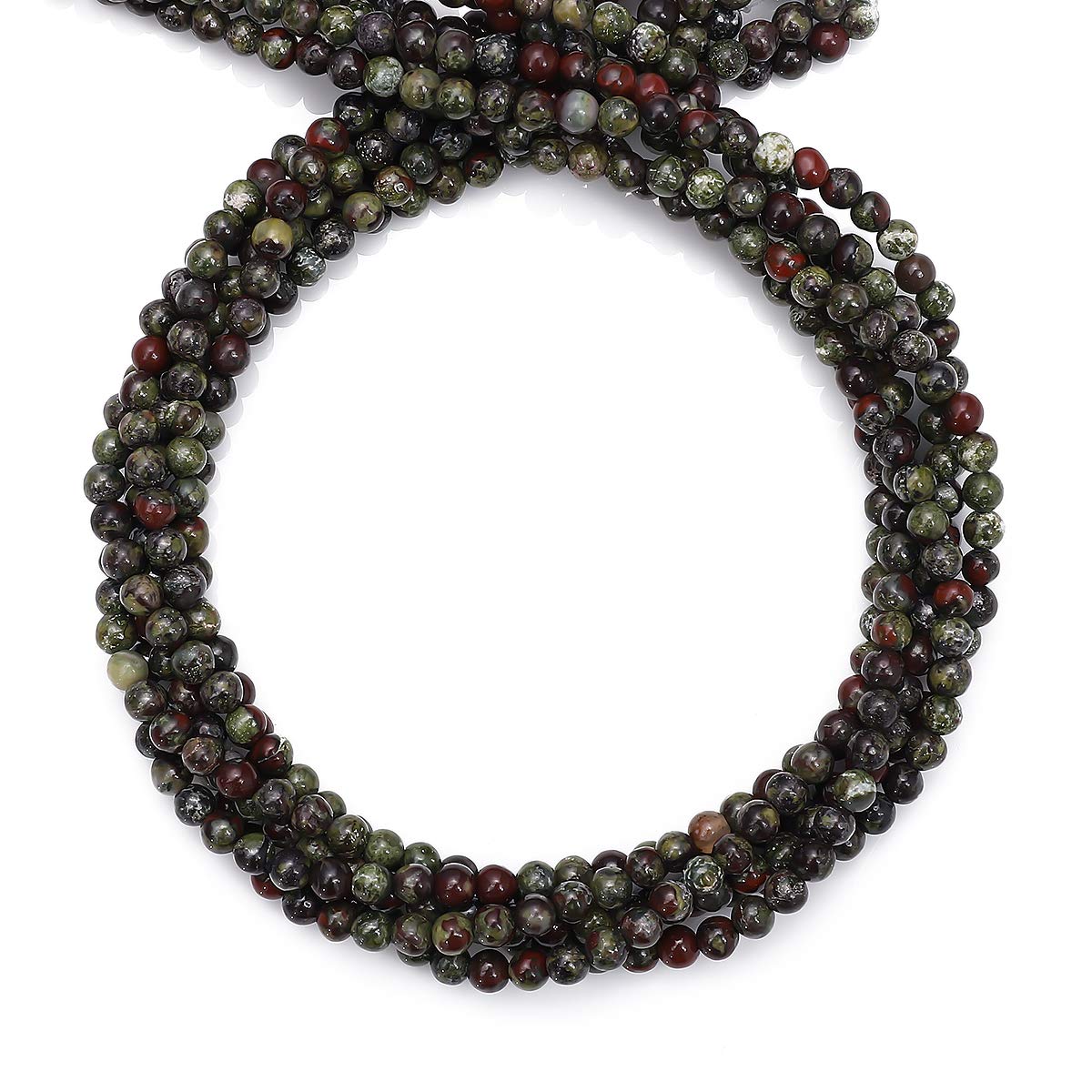BEADIA Natural Dragon Blood Stone Round Loose Semi Gemstone Beads for Jewelry Making 4MM 38cm/Strand