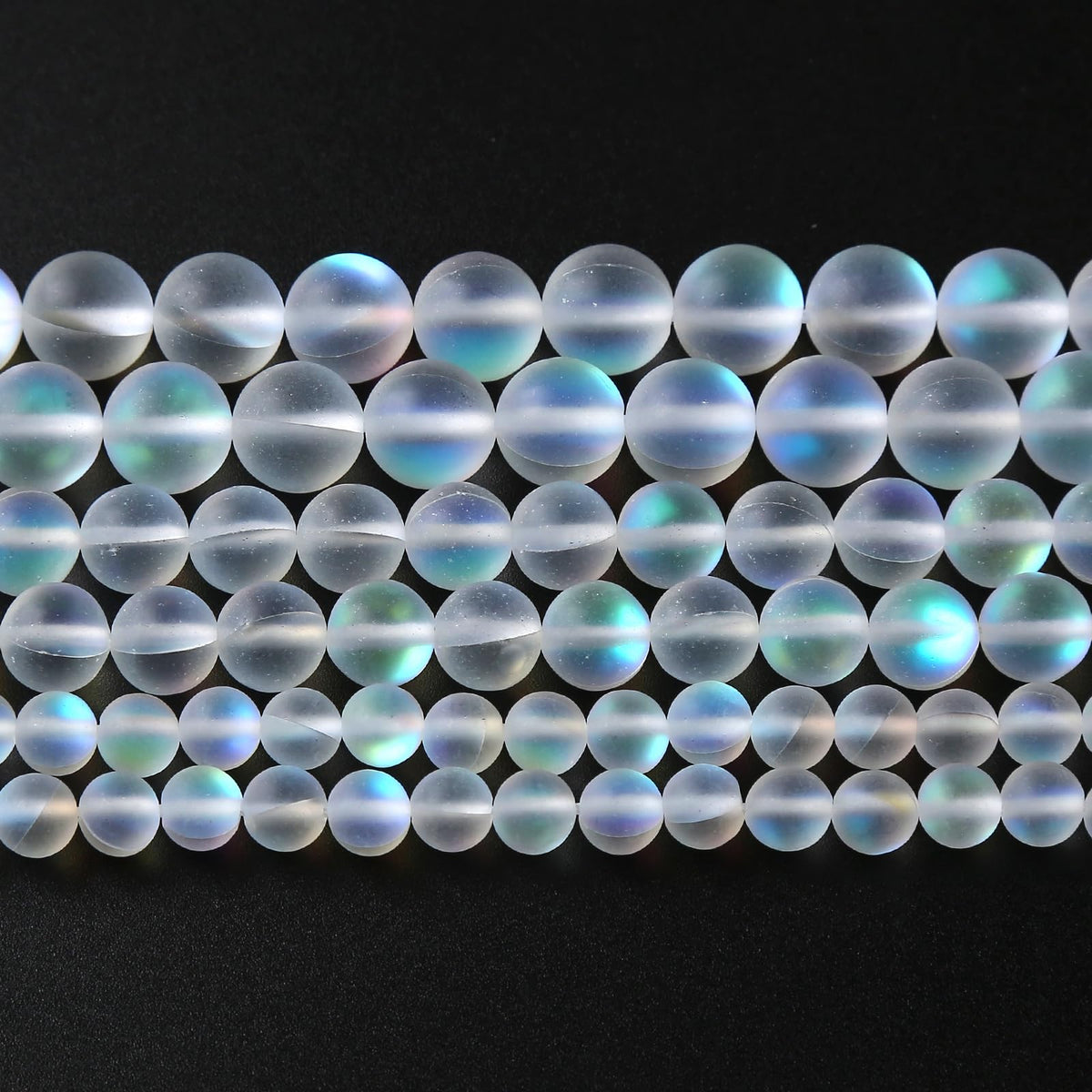 6MM 60PCS Natural Mystic Aura Quartz Beads Frosted Matte White Rainbow Round Loose Beads Jewelry Making DIY Bracelet