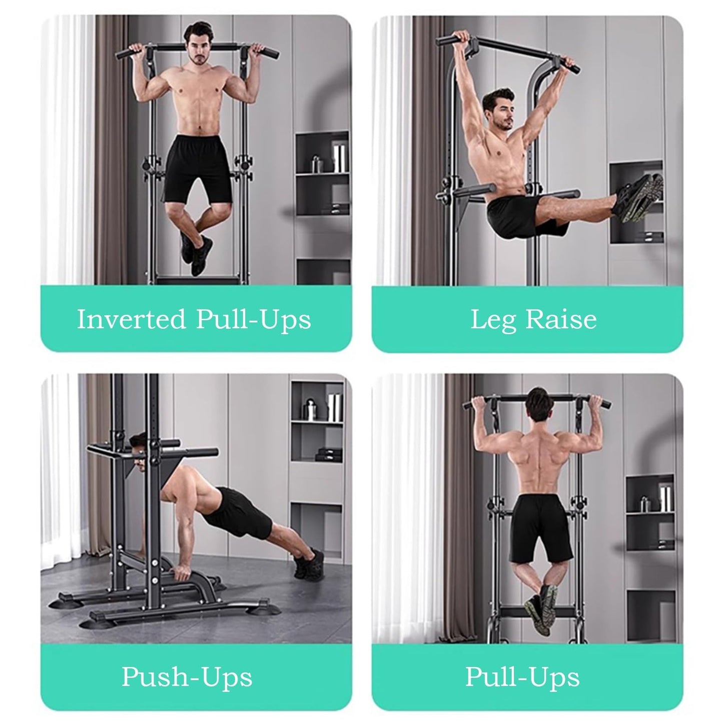 Power Tower Pull Up Bar Adjustable Dip Bar Workout Station Muscle Building For Home Gym Strength Training Equipment 1300lbs Weight Capacity