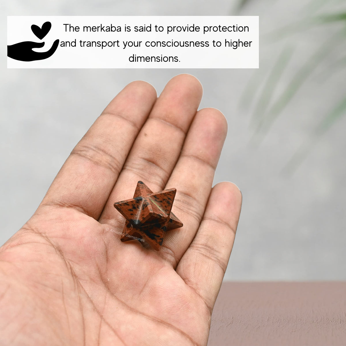 Amazing Gemstone Mahogany Obsidian Merkaba Crystal - 0.75 Inches Metaphysical Merkaba Star for Meditation - Energetic Tetrahedron Crystal and Healing Stones for Spiritual Growth and Healing (15-20mm)