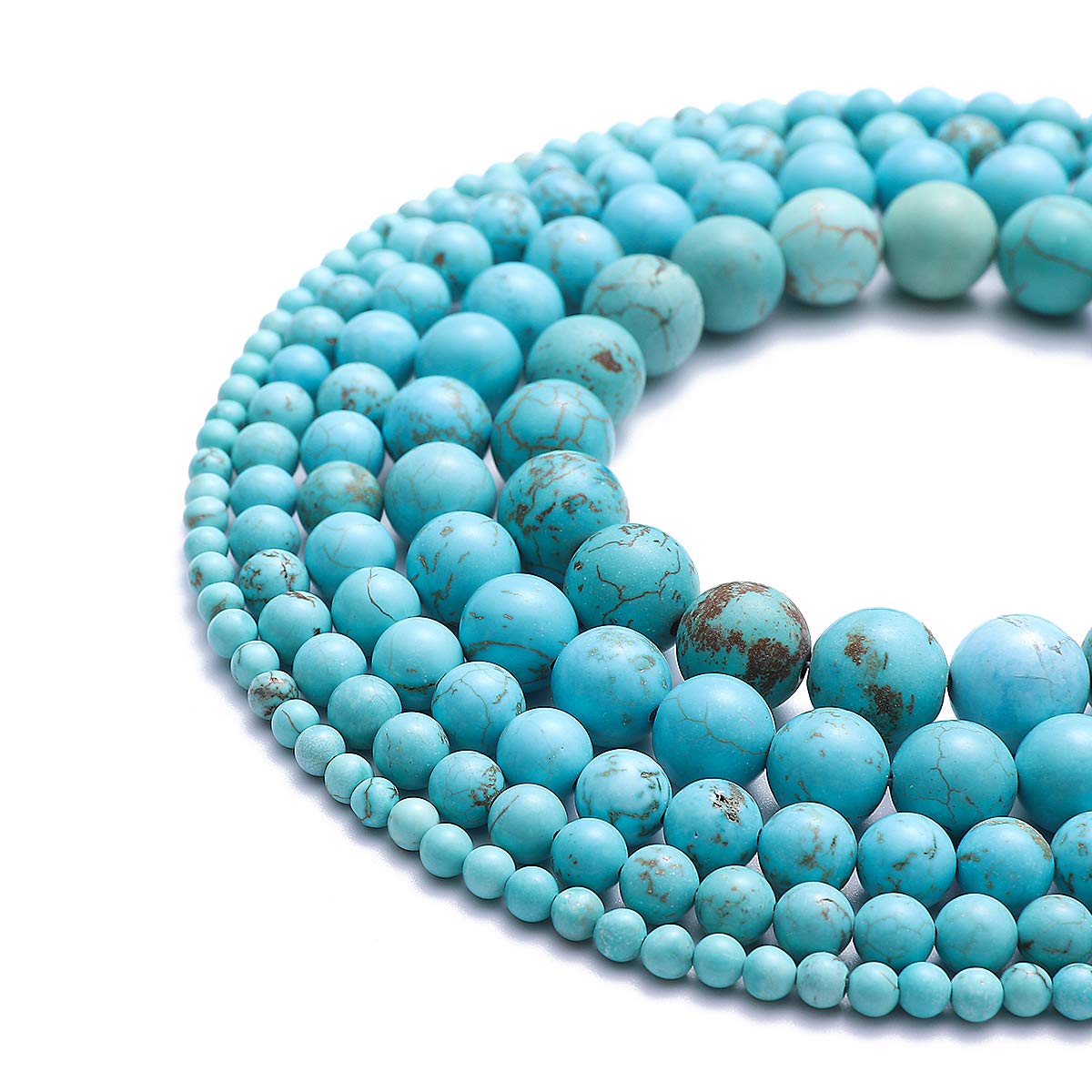BEADIA Natural Blue Turquoise Stone Round Loose Semi Gemstone Beads for Jewelry Making 4MM 89PCS