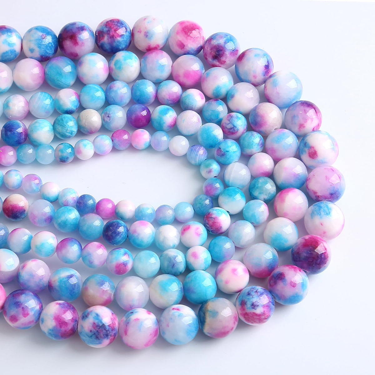 jiejinyu 8MM 46PCS Blue Rose Persian Jade Spacer Loose Beads for Jewelry Making DIY Bracelet Necklace