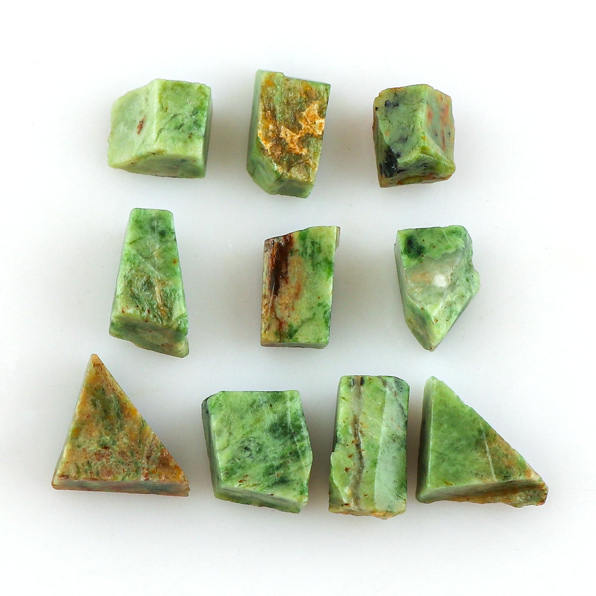 CRYSTALINES (10pcs) Natural Raw Chrysoprase Gemstones, Assorted Bulk Rough Stones, DIY Jewelry Making, Wholesale Loose Supply, Chakra Healing Crystals, Gem Collection
