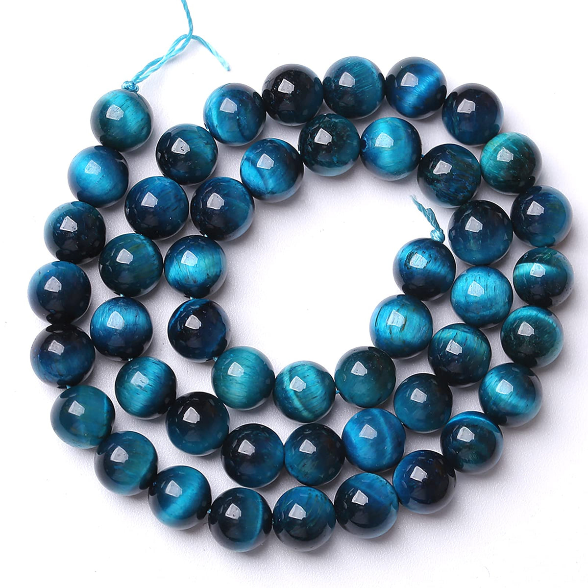 160PCS 4MM Blue Tiger Eye Beads Natural Stone Gemstone Spacer Loose Beads for Jewelry Making DIY Bracelet Semi Precious Beads Strand 2 Strands
