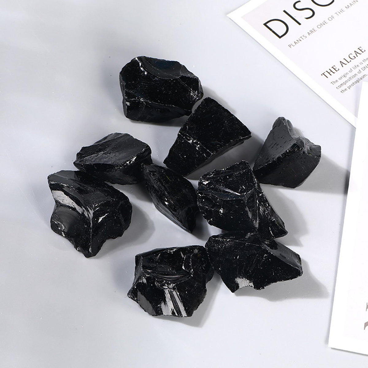 Black Obsidian Raw Crystals Healing Crystals Natural Rough Stones 1.2-2" for Tumbling, Fountain Rocks, Yoga, Meditation, Polishin, Gift 6