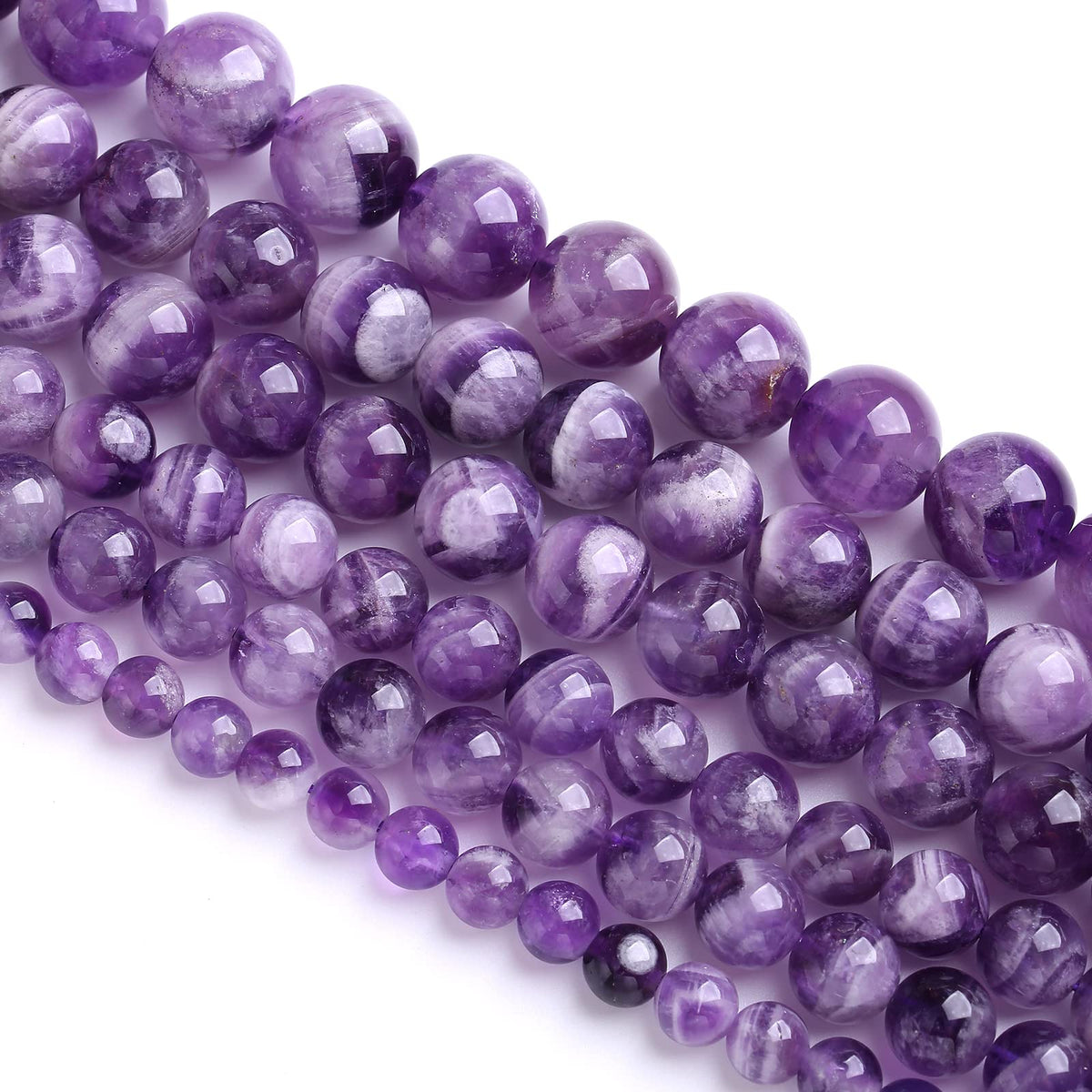 4MM 86PCS Purple Amethyst Dream Lace Beads Natural Quartz Crystal Stone Loose Beads for Jewelry Making DIY Bracelet Grade A+ 15 inches Strand