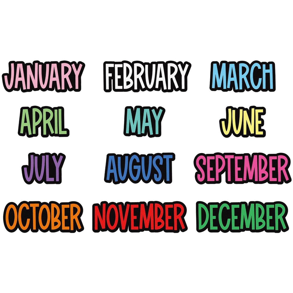 LemonSecret 12 Pcs Magnetic Monthly Headliners Months of The Year Bulletin Board Set whiteboard Calendar Month Headers for Classroom Decoration (Chalkboard)