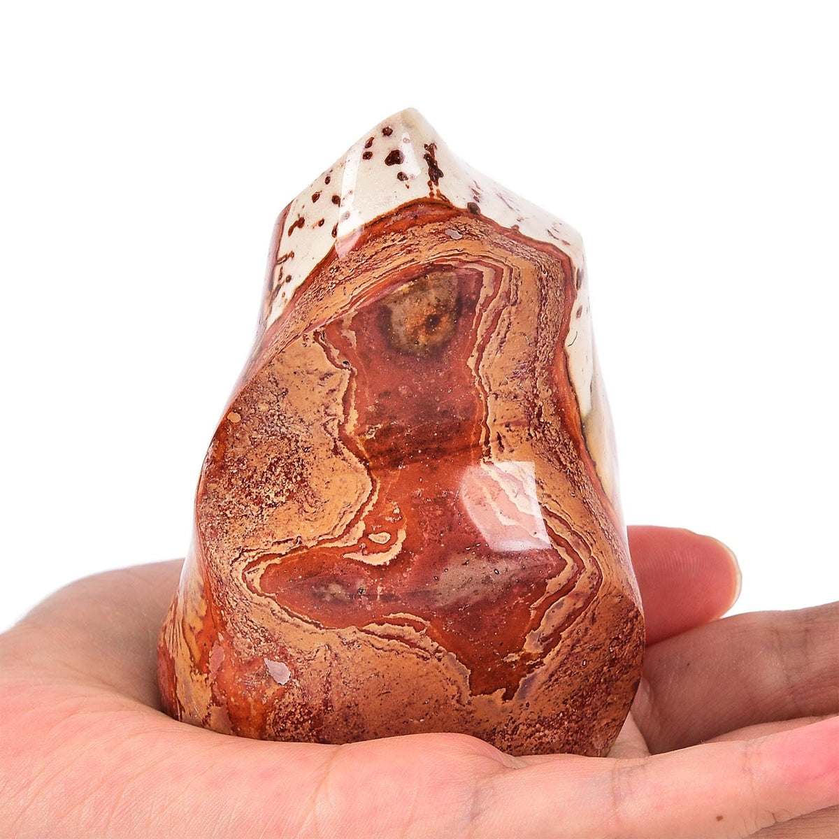 AMOYSTONE Polychrome Jasper Flame Shaped Stone Towers Obelisk Natural Healing Crystal Quartz Reiki Energy Decoration Home Office 0.6-1.0LBS