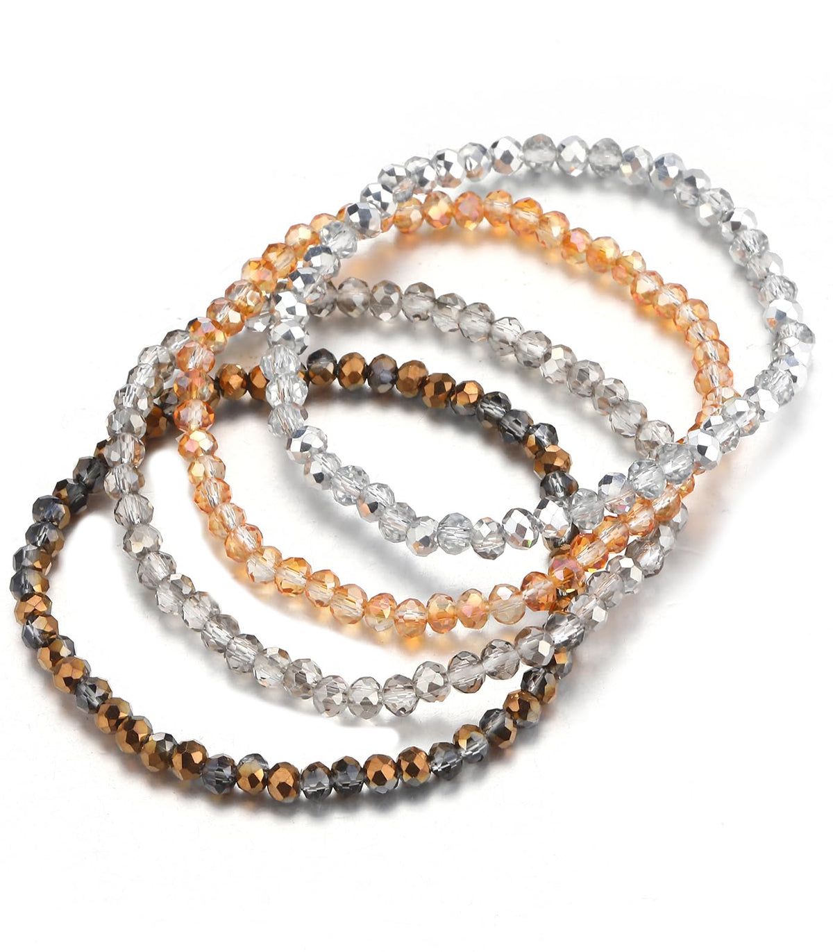 Noessla Beaded Boho Stretch Bracelet Colorful Stackable Crystal Beads Bracelets Trendy Costume Jewelry Mothers Day Gifts for Women(Champagne)