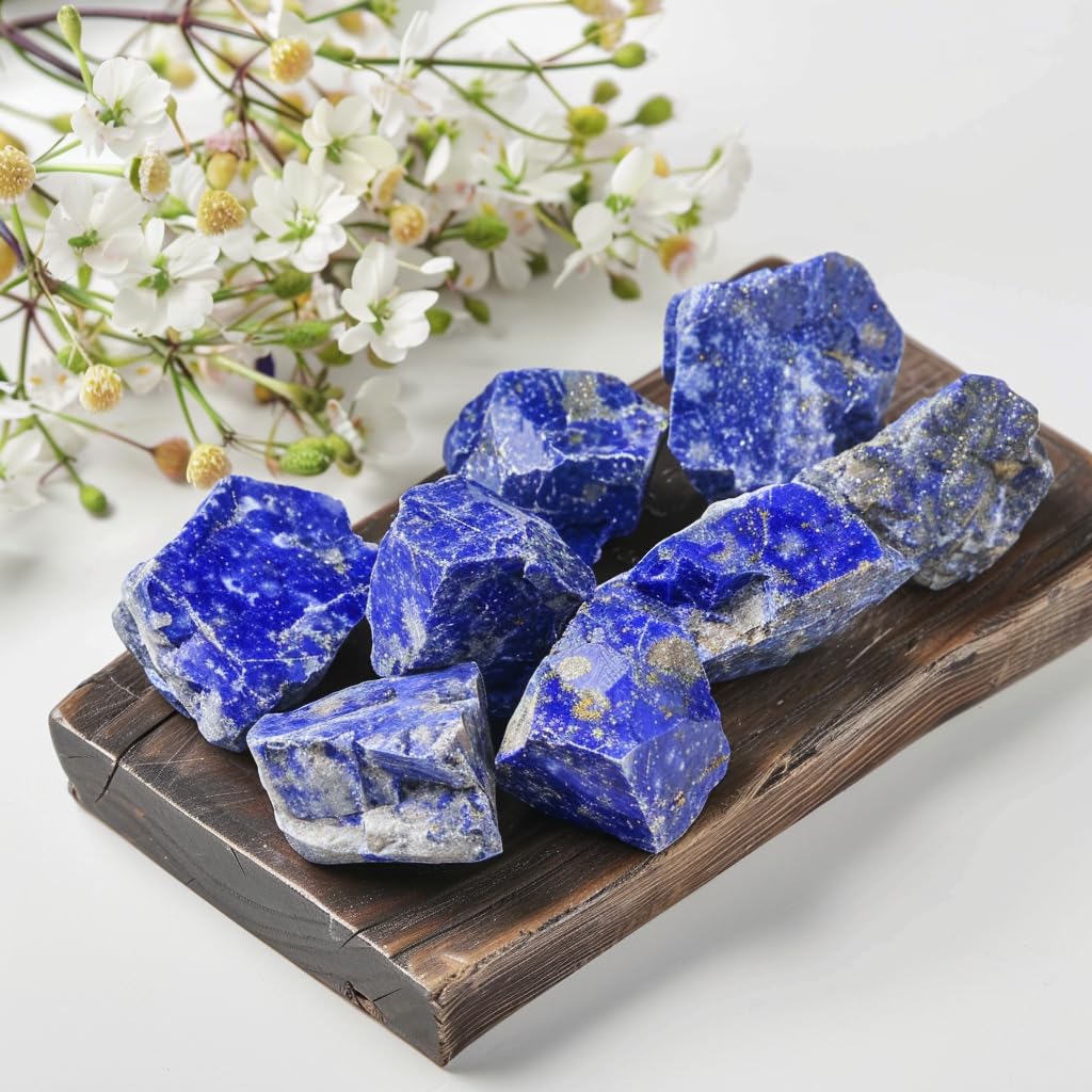 Luckeeper 1 lb Lapis Lazuli Bulk Raw Crystals and Healing Stones for Tumbling, Wire Wrapping, Wicca Reiki,Meditation