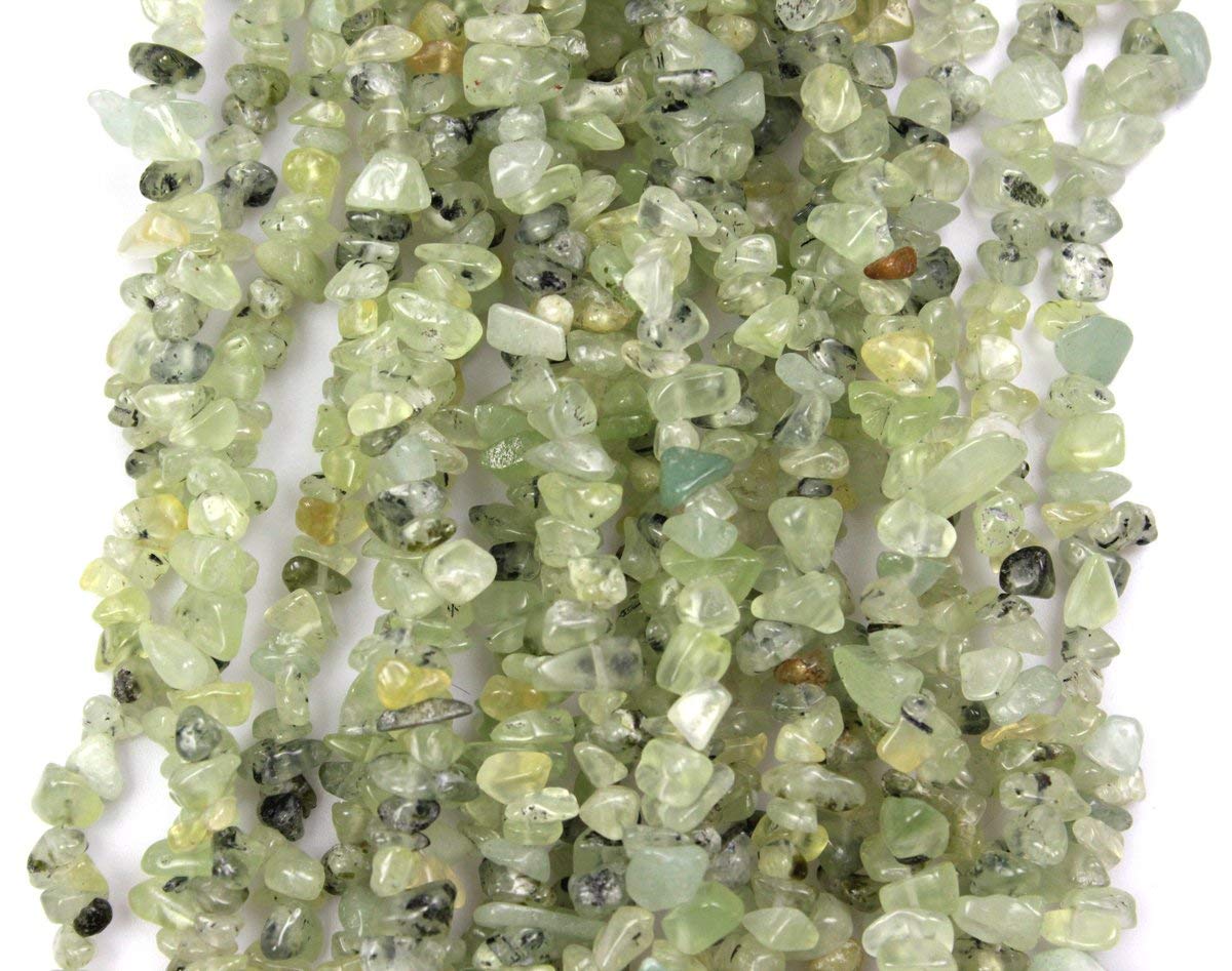 HAAMIIQII 5-8mm Natural Green Prehnite Chips Beads Irregular Chip Stones Loose Gemstone Beads Energy Healing Beads for Jewelry Making Strand 30 Inch