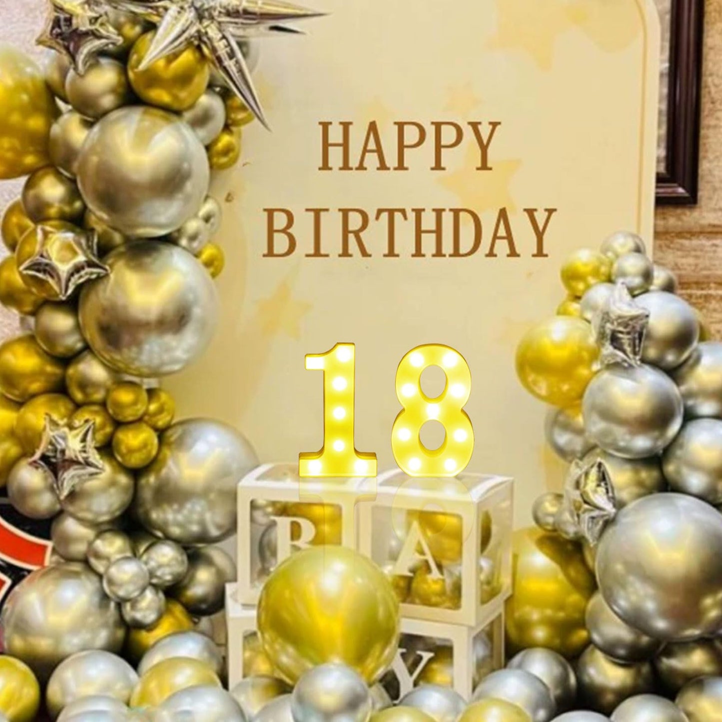 8.5" 18th 81st Birthday Decorative LED Light up Numbers, 2Pcs Marquee Number Sign for Night Birthday Party Decorations Anniversary Bar LED Sign Backdrop Wall Table Centerpieces