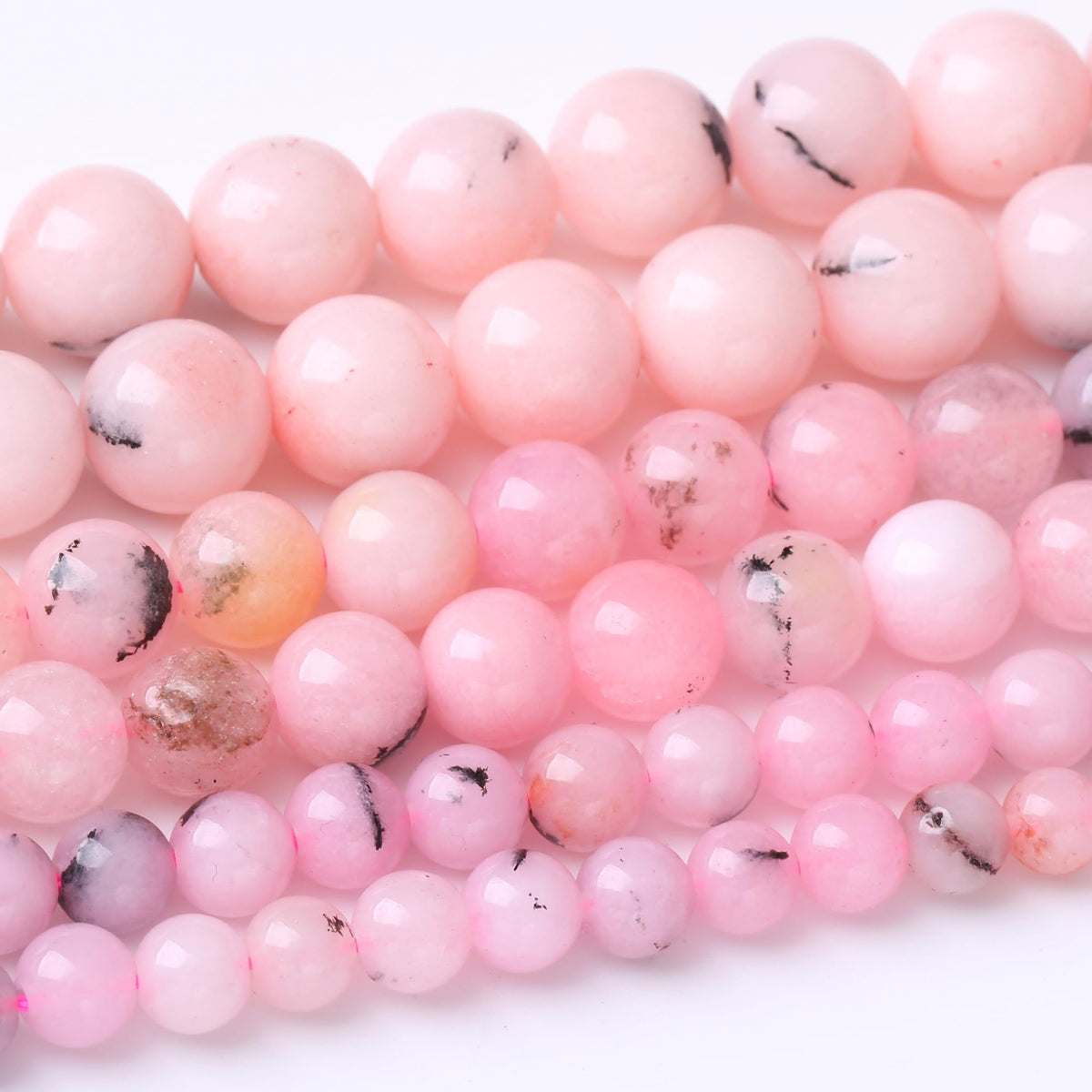 8MM Pink Bamboo Round Loose Beads Natural Gem Beads Crystal Energy Stone Beads for Jewelry Making DIY Bracelet Necklaces