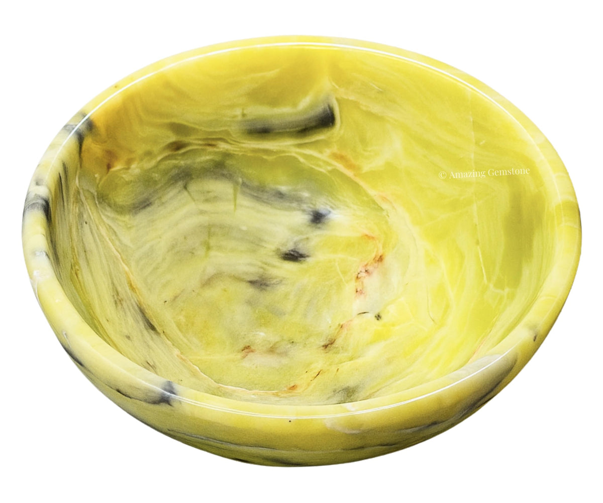 Serpentine Crystal Bowl - 3 Inch Decorative Bowls for Room and Home Decor - Gemstone Healing Crystals for Elegant Display, Positive Energy Balance and Gift