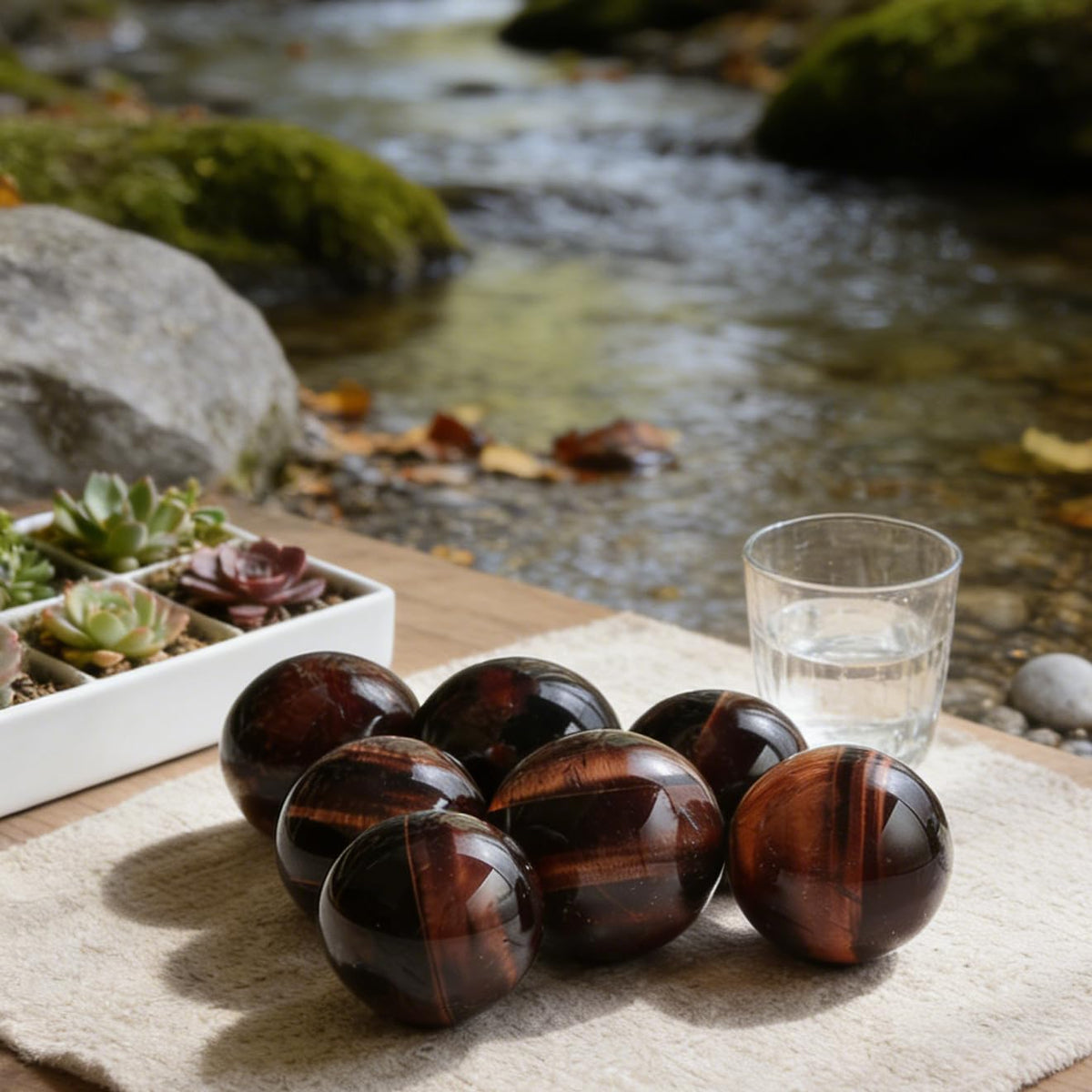 AierCrystal Natural Stone Crystal Sphere Feng Shui Home Decoration Ball Positive Energy Scrying Orb for Meditation Tool for Spiritual Space Purification Globe Diameter 5-6cm Red Tiger's Eye Sphere