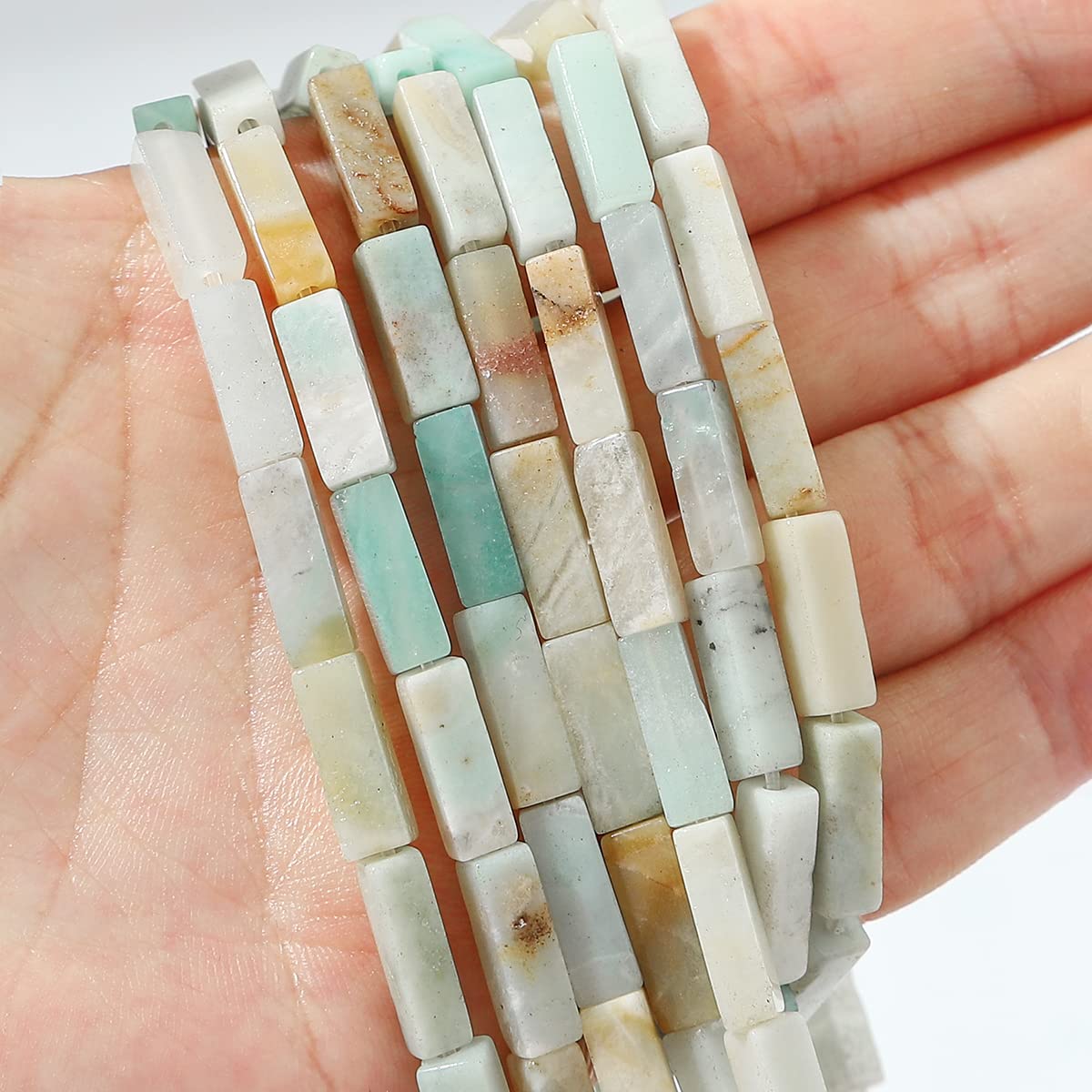 BEADIA Natural Amazonite Tube Beads 13x4mm 30pcs Rectangle Loose Semi Gemstone Beads for Jewelry Making Design