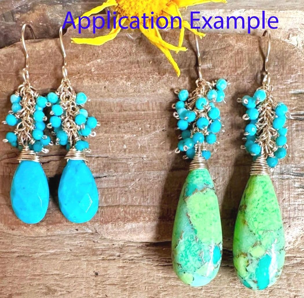 Adabele 30 Inch Natural Green Turquoise Healing Gemstone 3mm (0.12 Inch) Tiny Small Faceted Round Loose Beads Stone Spacer (210-230pcs Total) for Craft Jewelry Making GK3-15