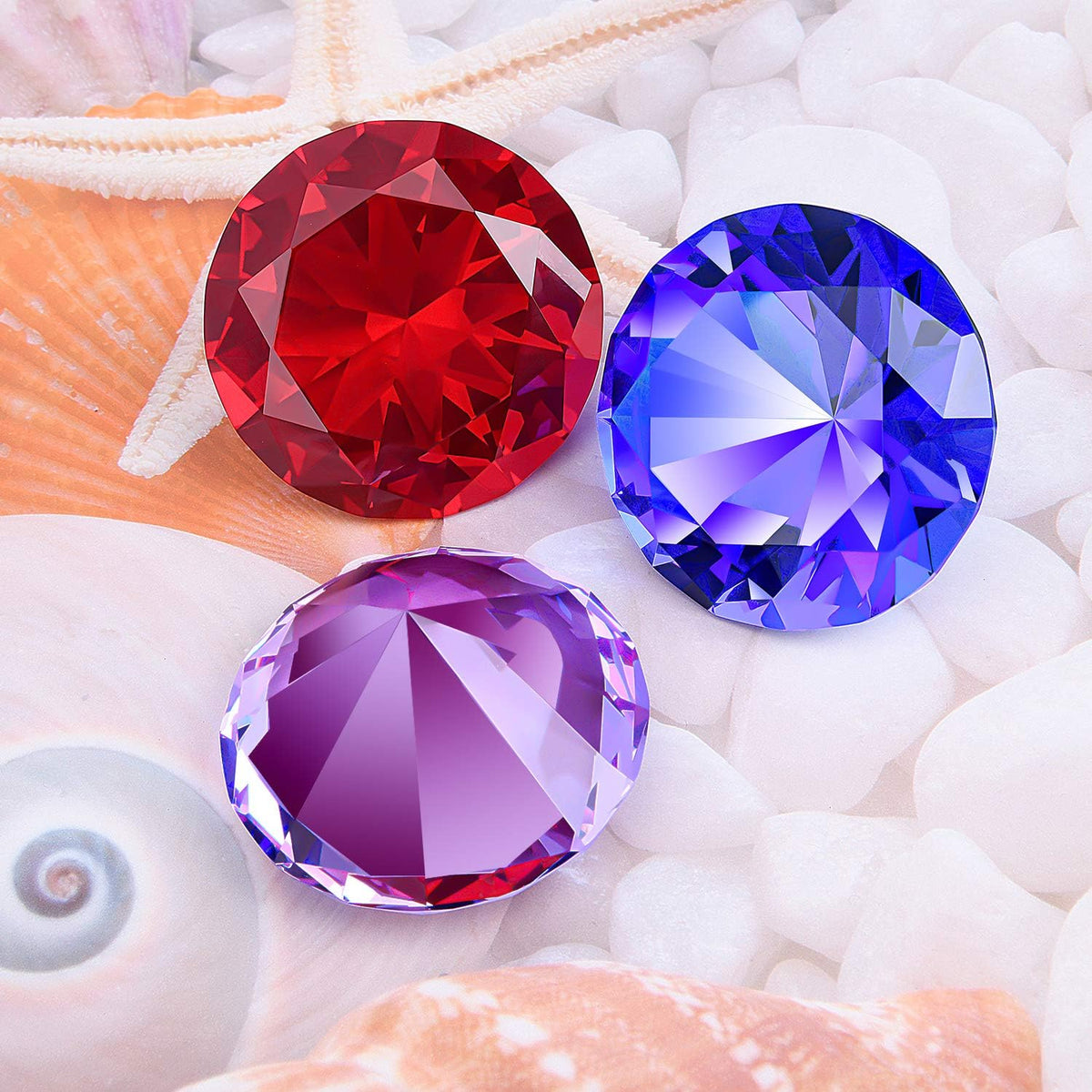 Hiziwimi 60mm Large Crystal Diamond Paperweight with Stand Jewels Wedding Decorations Centerpieces Home Decor (2.36 in, Blue)