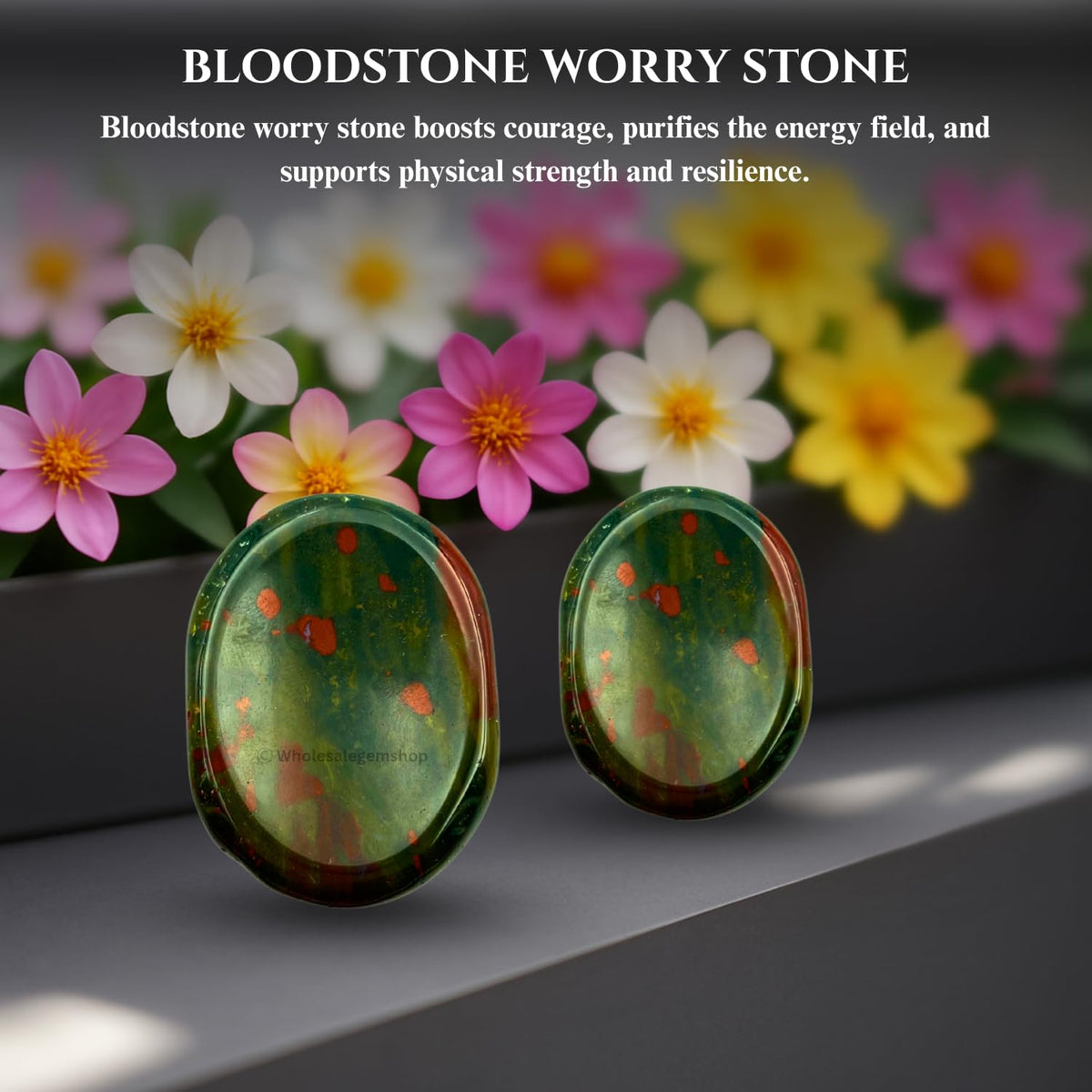 GEMSCITE Bloodstone Thumb Worry Stones Metaphysical Gemstone Crystal Healing Reiki Men Women Gift FENG Shui Positive Energy Love Wellness Palm Stones Wicca Powerful