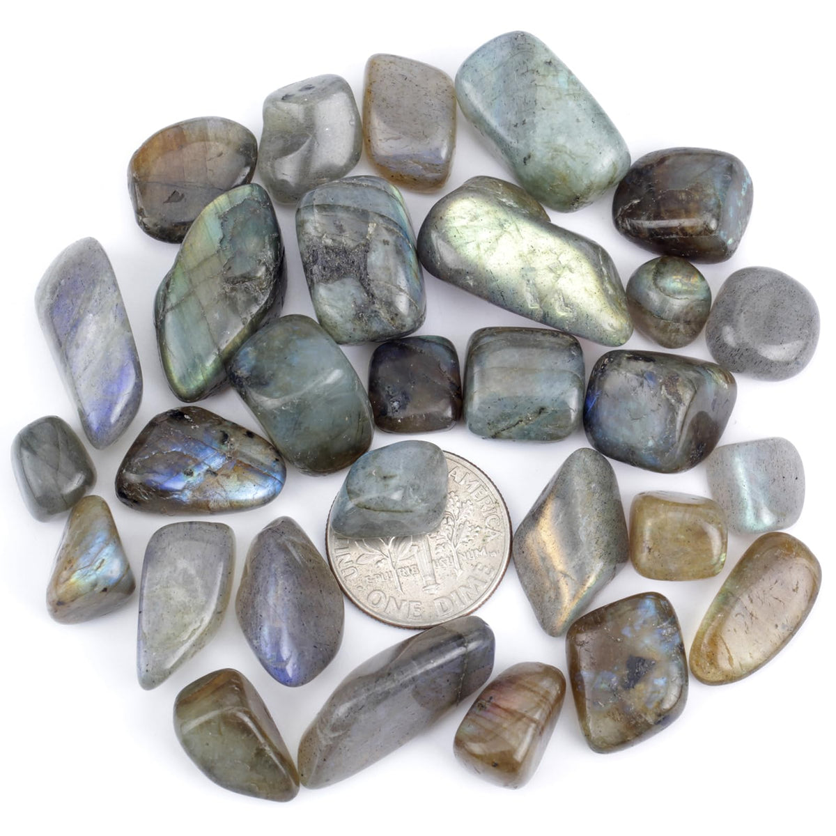 ZenQ 1 lb Labradorite Tumbled Stone Chips Crushed Natural Crystal Quartz Pieces