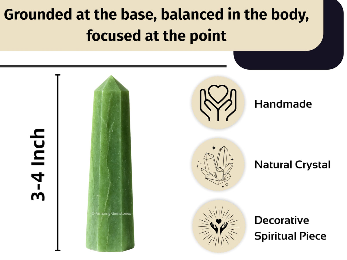 Amazing Gemstone Green Aventurine Crystal Towers - Natural Healing Crystal Point Obelisk for Reiki Healing and Crystal Grid (3" to 4" INCH)