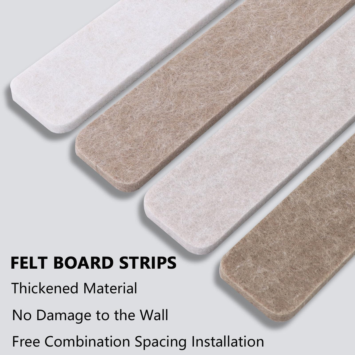 Vuzvuv 8 pcs Bulletin Board Bar Strips No Adhesive Backing with Glue Points ，Self Adhesive Cork Board for Wall，Felt Pin Board for School，Office Decor(Mix-Brown)