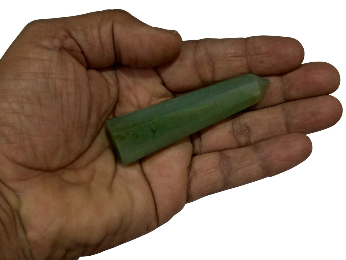 WholesaleGemShop 3 Inch Green Aventurine Gemstones Obelisk Tower Jumbo Facet Aura Rock Crystal Natural Polished Earth Wand Spirit