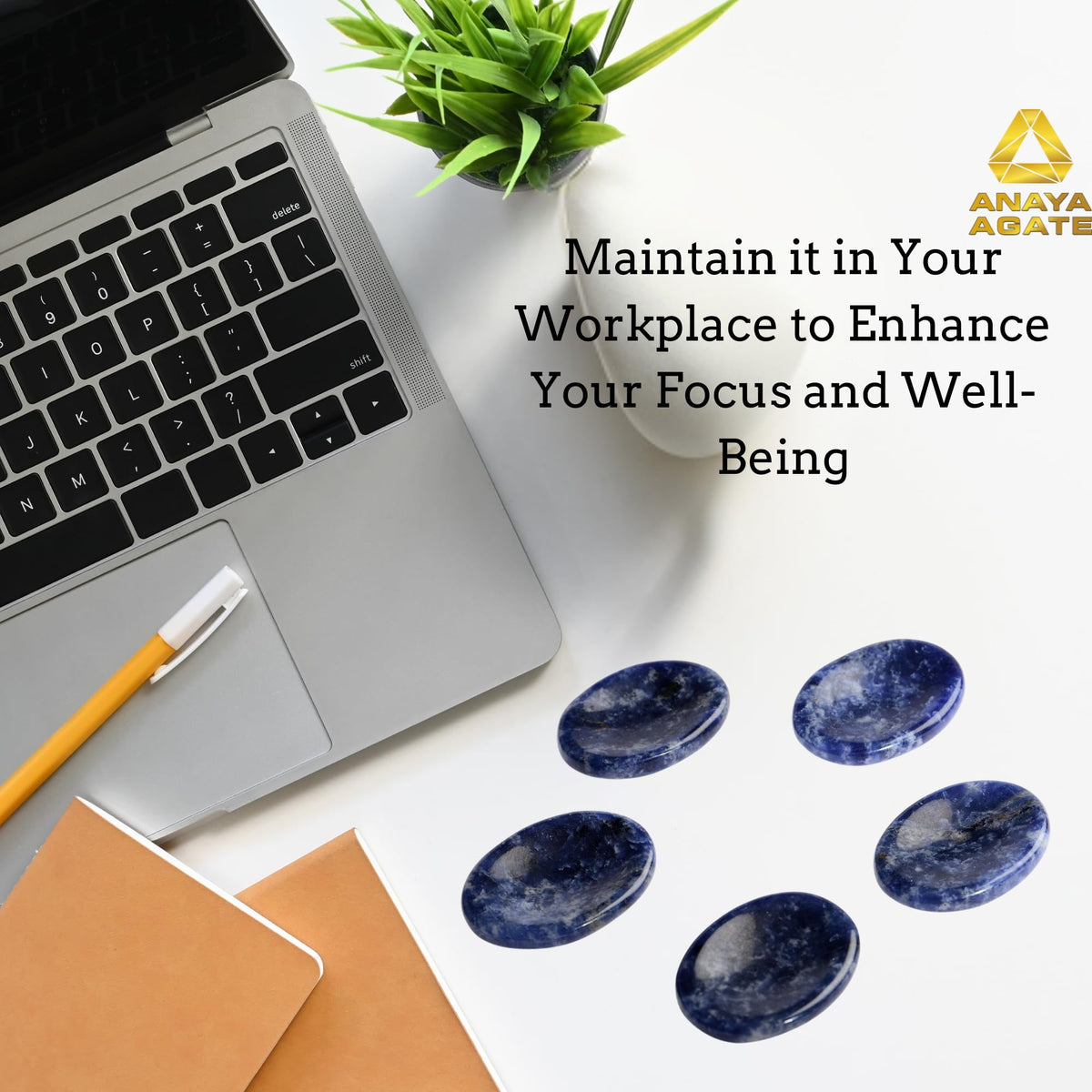 Anaya Agate Sodalite Worry Stones Certified Crystal Thumb Worry Stone for Anguish, Relaxing and Soothing Balance Stones for Meditation, Stress Relief Crystals and Healing Stones for Men, Women