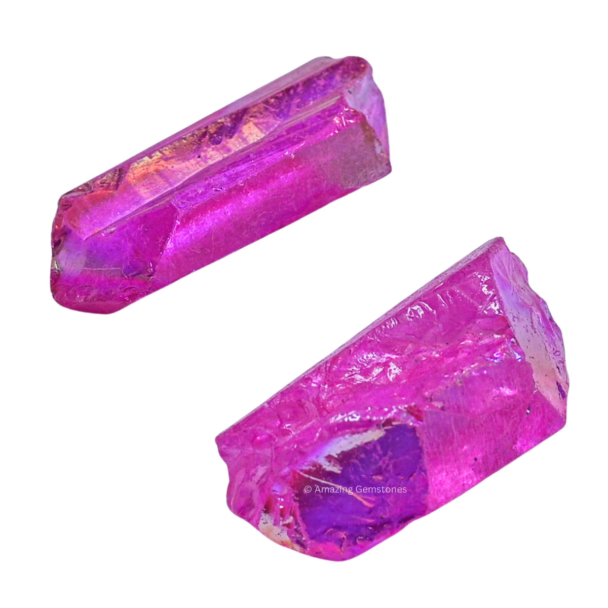 Amazing Gemstone 2 Pieces Rose Aura Quartz Raw Pencil Points Crystals and Healing Stones, Natural Rocks for Meditation and DIY Raw Point Stones and Crystals