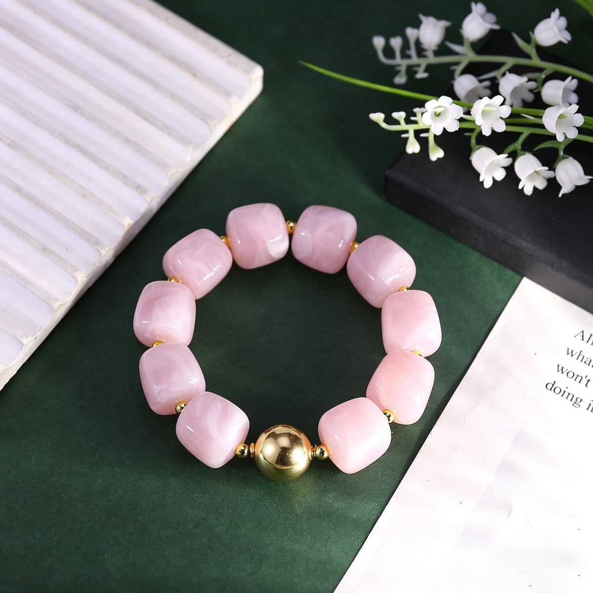 Sidlens Pink Beaded Bracelets for Women Trendy Chunky Bracelet Beaded Boho Jewelry Summer Bracelets Statement Bracelet Vacation Beach Accessories