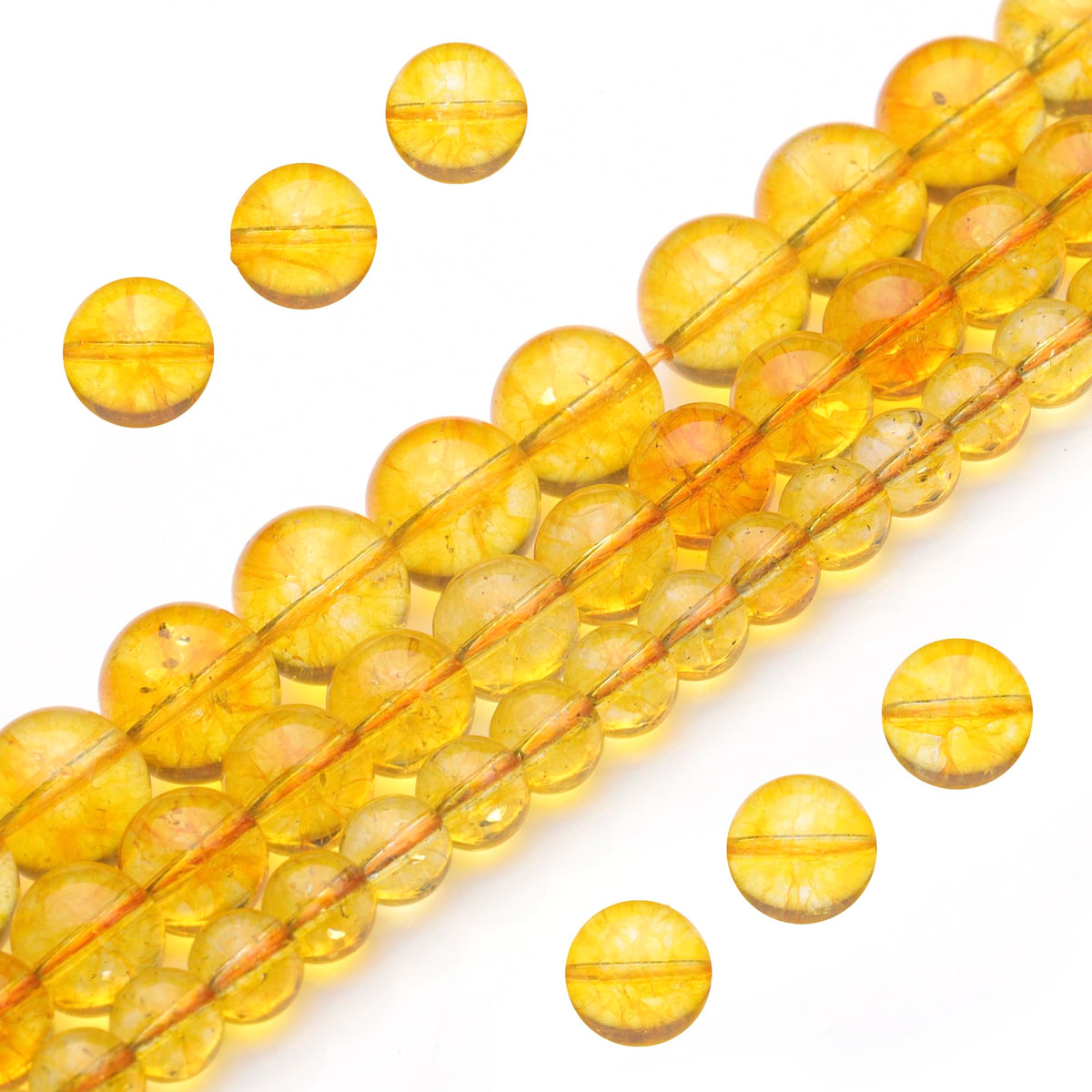 Youngbling Natural Crystal Beads for Jewelry Making,8mm Citrine Polished Round Smooth Stone,Genuine Real Stone Red Beads for Bracelet Necklace 15 Inch