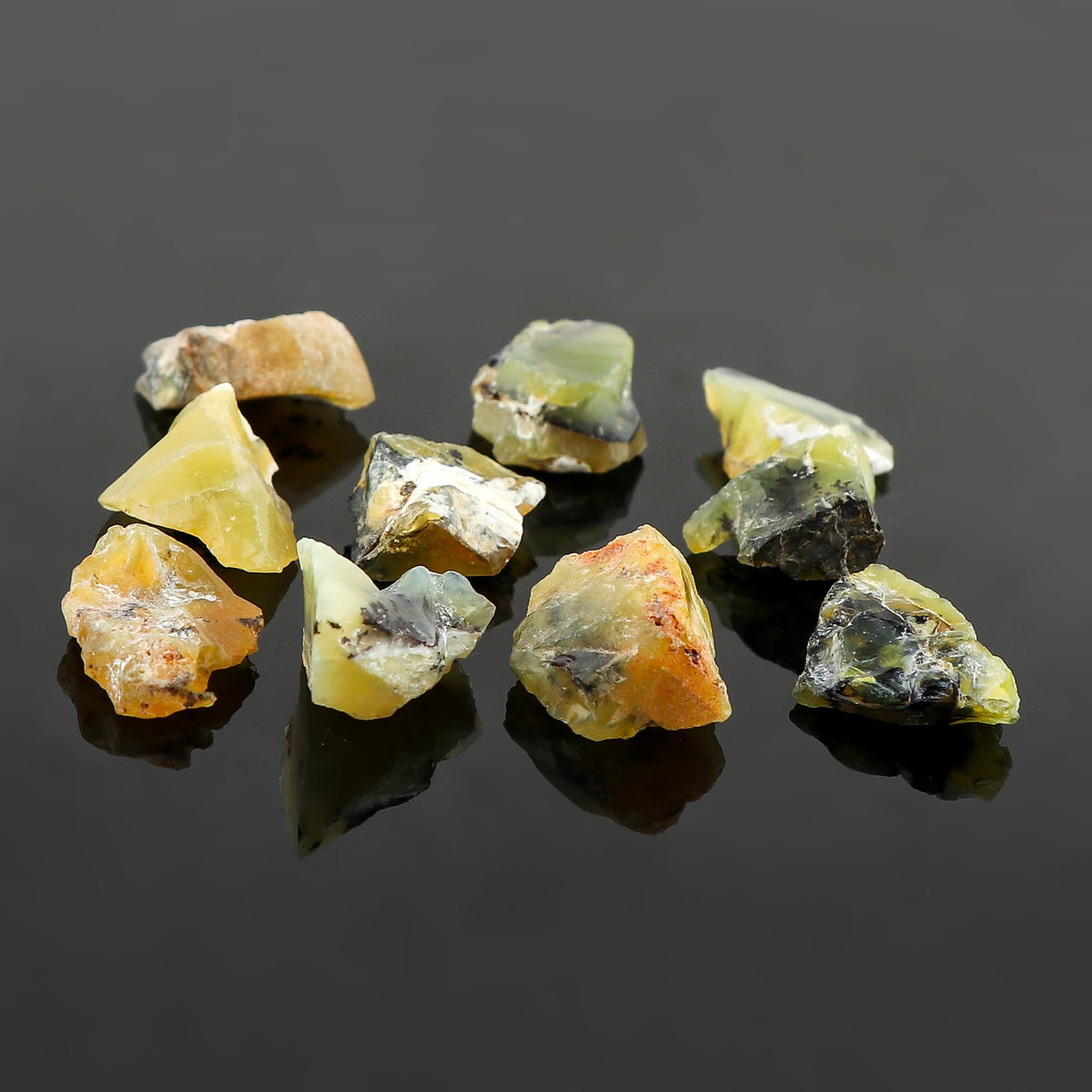 CRYSTALINES (5pcs) Natural Raw Dendritic Yellow Opal Gemstone, Wholesale Rough Stones, Reiki & Healing Crystals, DIY Jewelry Making Supplies, Wire Wrapping, Loose Gemstones, Gem Collection