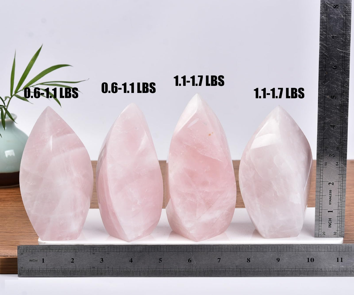 JIC Gem Rose Quartz Large Crystals Natural Healing Crystal Point Obelisk Tower Spiral 4 Sides Energy Gemstone Decoration Gifts 1.1-1.7 Lbs