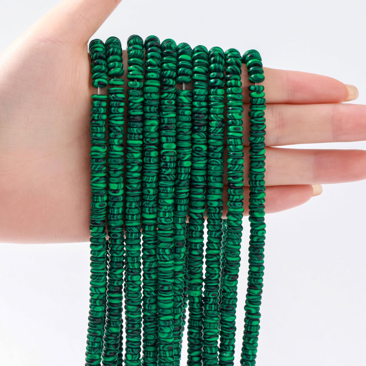 Natural Malachite Stone Disk Spacer Beads 6x2mm 38cm/str Flat Rondelle Loose Semi Gemstone Caps for Making Bracelets Necklace
