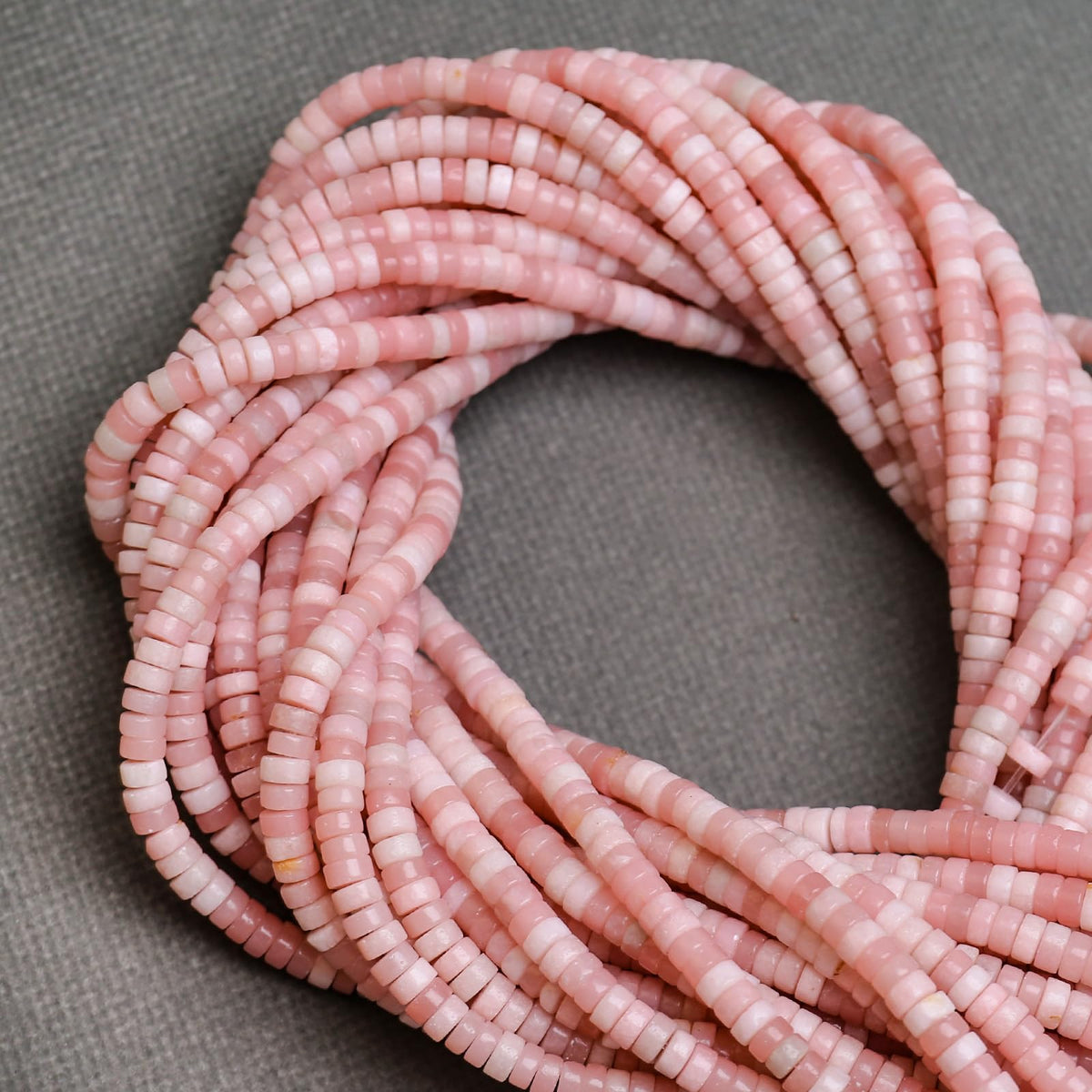 BONNY BOXX 150PCs Natural Pink Opal Spacer Beads, Loose Semi Precious Flat Round Gemstone Heishi Disc Stone Beads for Beading Jewelry Making 4mm*2mm