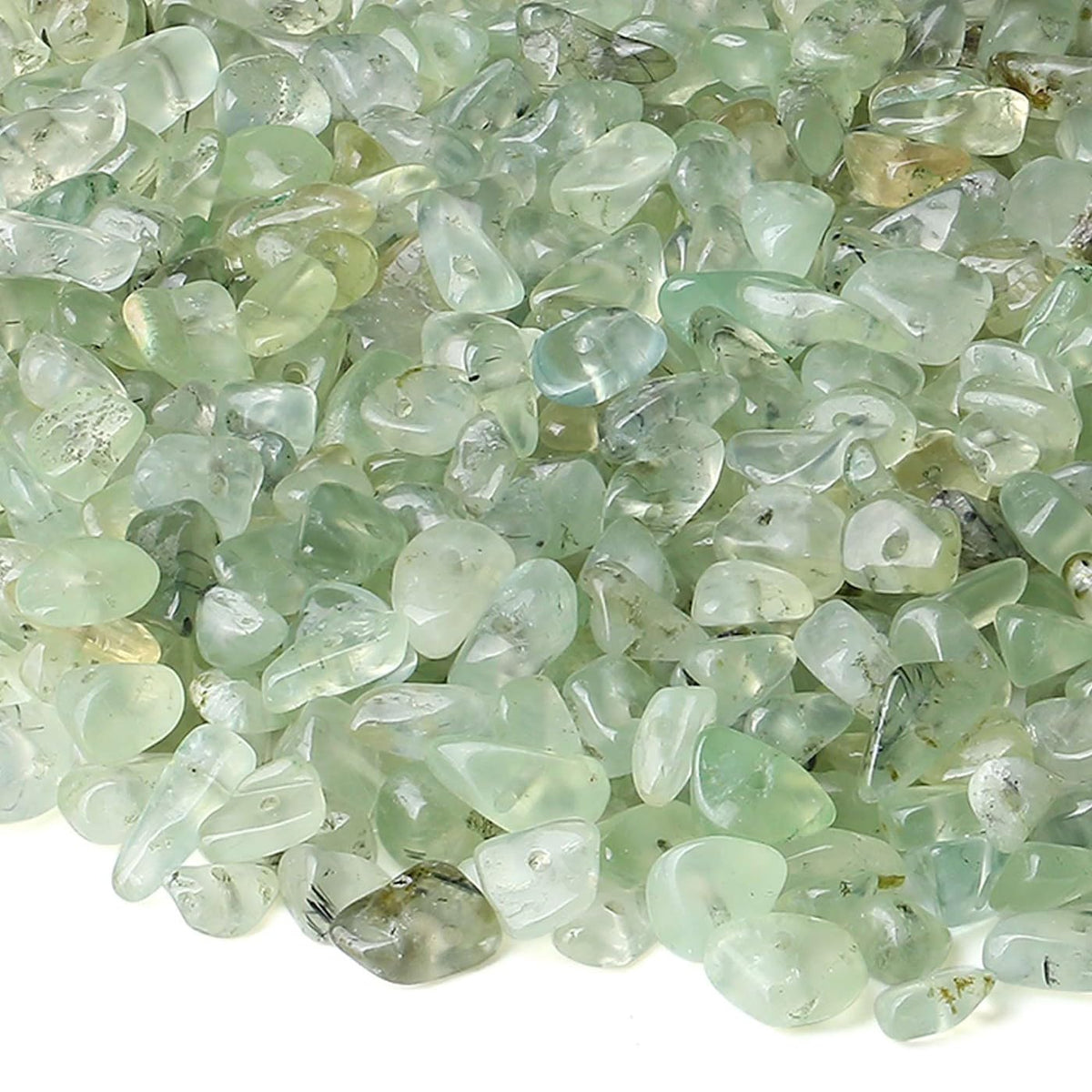 LAIDANLA Prehnite 400pcs Natural Chip Stone Beads 5-8mm Healing Crystal Irregular Gemstones Drilled DIY Loose Rocks Bead Crystal for Bracelet Earrings Necklace Jewelry Making Crafting