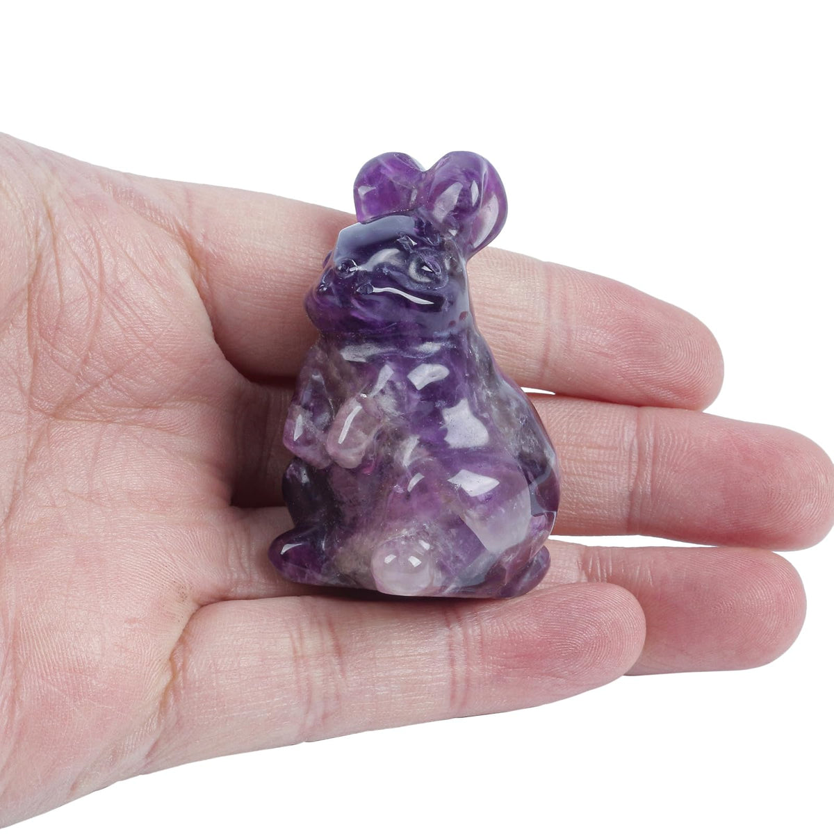 Loveliome Rabbit Crystal Decor Figurines, 2 Inches Natural Healing Stones Hand Carved Sculpture Ornaments Colletctible, Amethyst