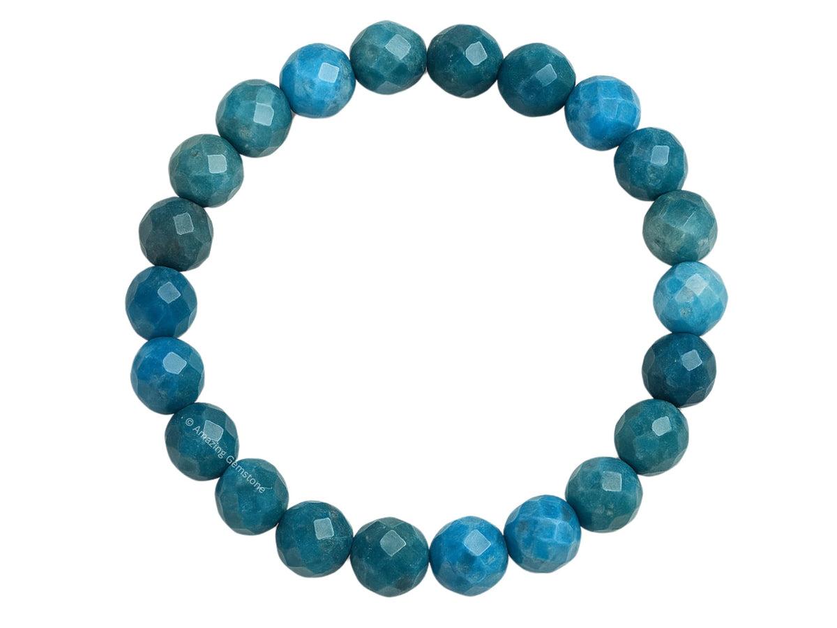 Amazing Gemstone Apatite Bracelet for Women - Chakra Mens Bracelet Protection Crystals and Healing Stones - Faceted Beaded Blessing Bracelet Spiritual Meditation Gift Christmas Stocking Stuffers
