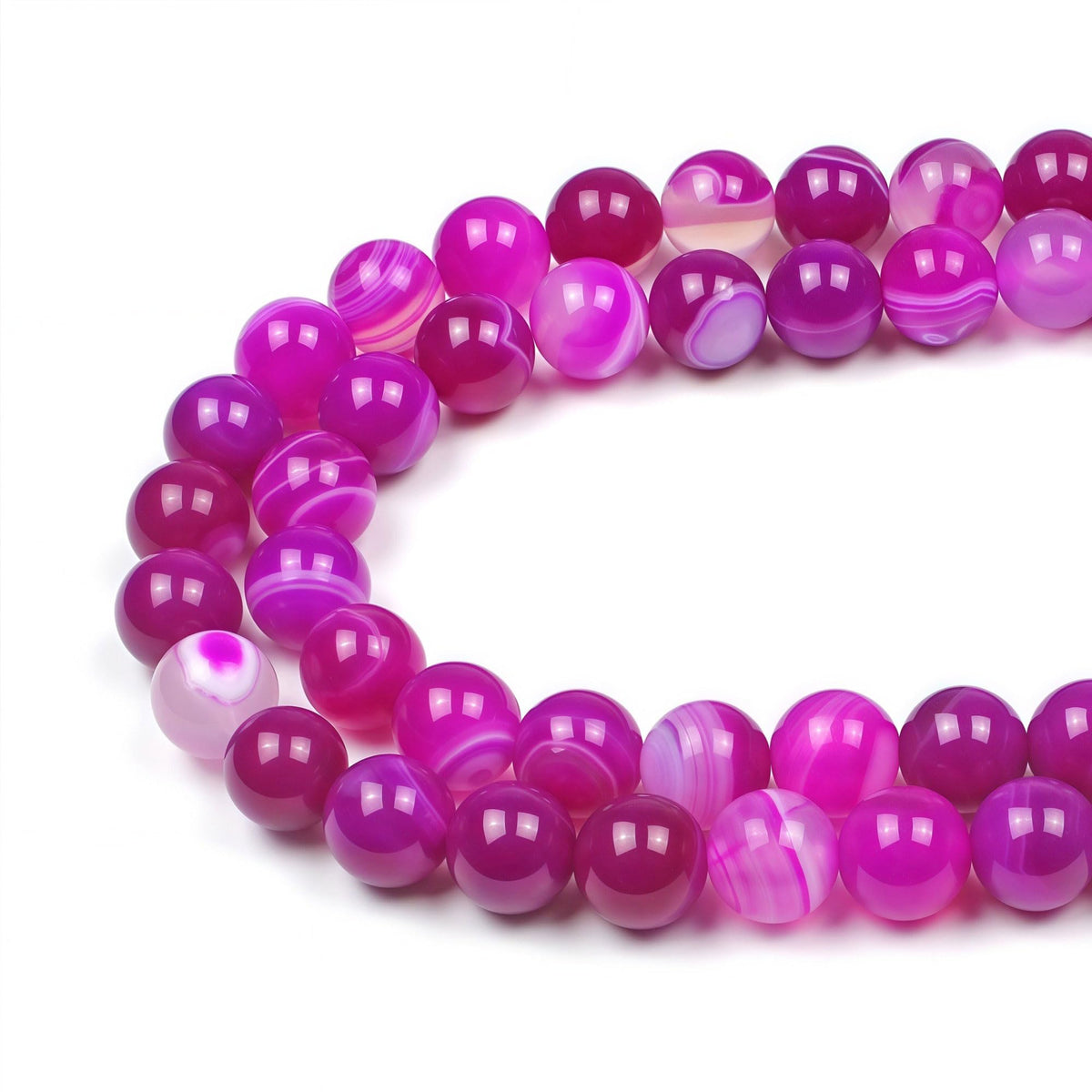 MJDCB Natural Stone Beads Rose Red Stripe Agate Round Loose Beads for Jewelry Making DIY Bracelet Necklace (8mm)