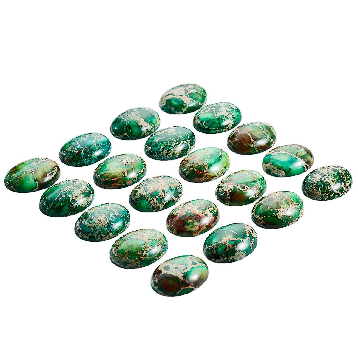rockcloud 18x25mm Oval Cabochon Flatback Semi-precious Stones Sea Sediment Jasper for Jewelry Making Pack of 5