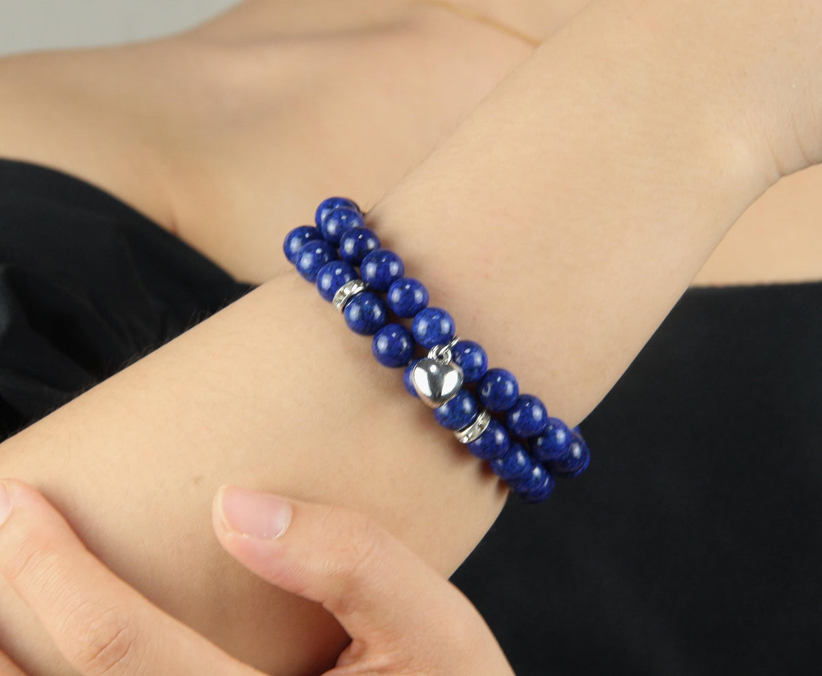 GDLKPYHS Healing Bracelets for Women - Lapis Lazuli Bracelet - Healing Prayers Crystal Bracelet, 8mm Natural Stone Stress Relief Yoga Beads Get Well Soon Gifts