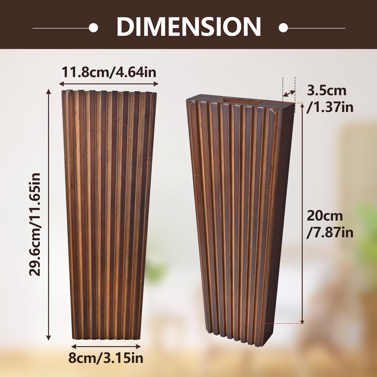 2PCS Wood Wall Planter for Indoor Plants, Wooden Hanging Planter for Dried Flowers and Artificial Greenery Plants,Abstract Vase, Modern Farmhouse Wood Wall Decor for Living Room,Bedroom,Bathroom